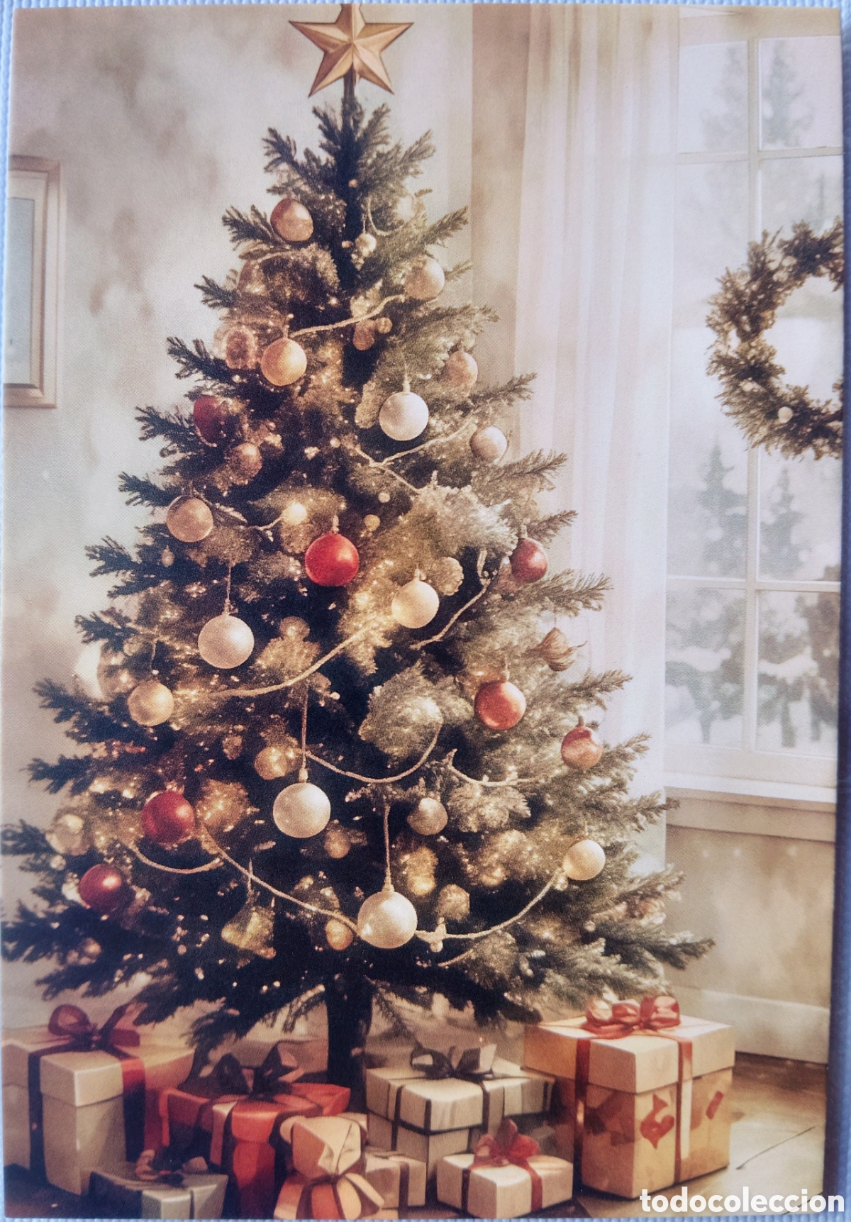 Postales: POSTAL NAVIDAD - &Aacute;RBOL REGALOS VENTANA - ESTILO ANTIGUO