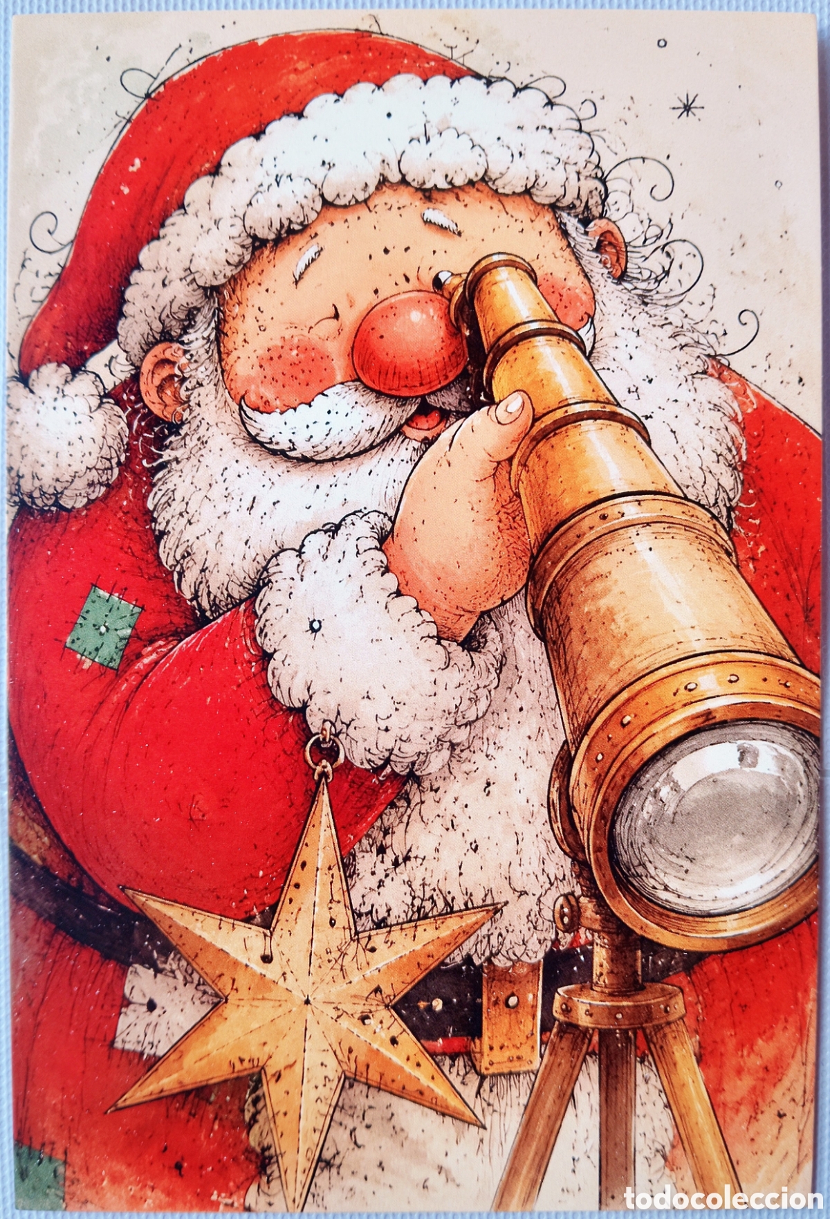 Postales: POSTAL NAVIDAD - PAP&Aacute; NOEL TELESCOPIO - ESTILO ANTIGUO