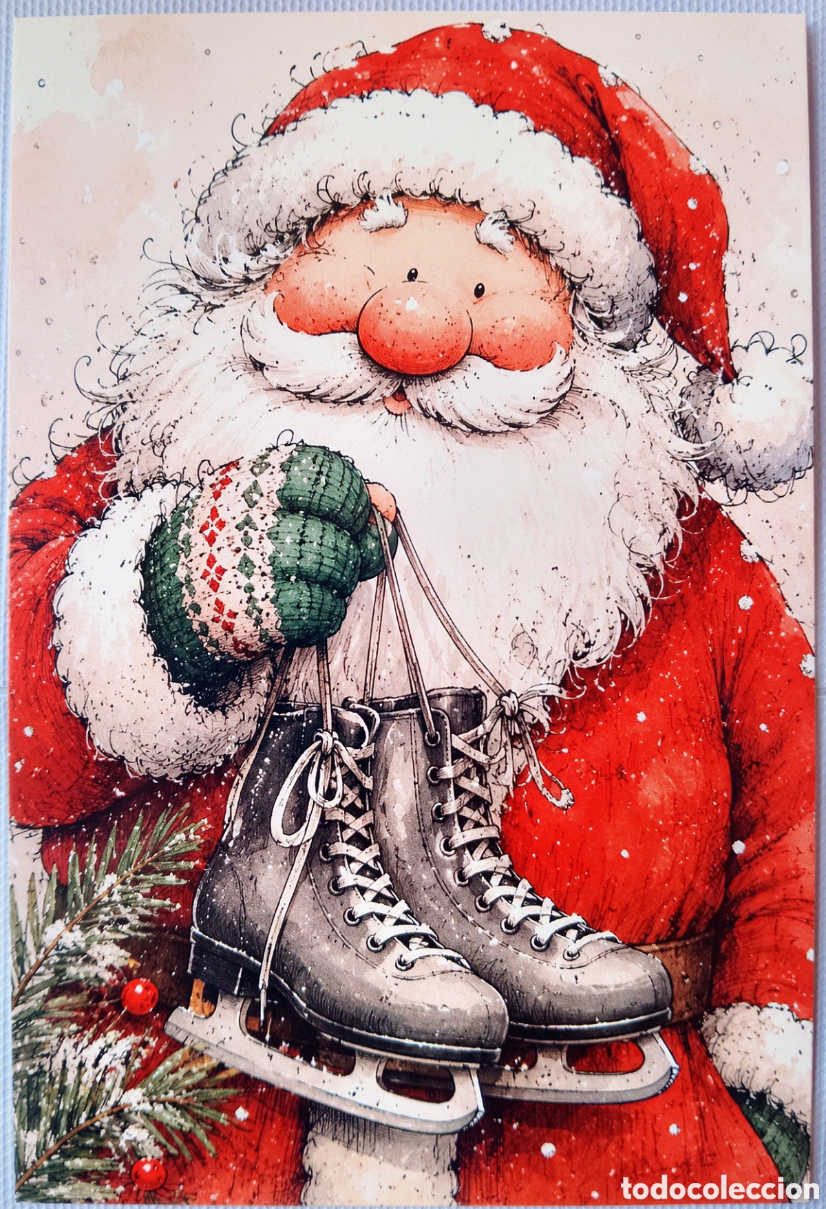 Postales: POSTAL NAVIDAD - PAP&Aacute; NOEL PATINES - ESTILO ANTIGUO