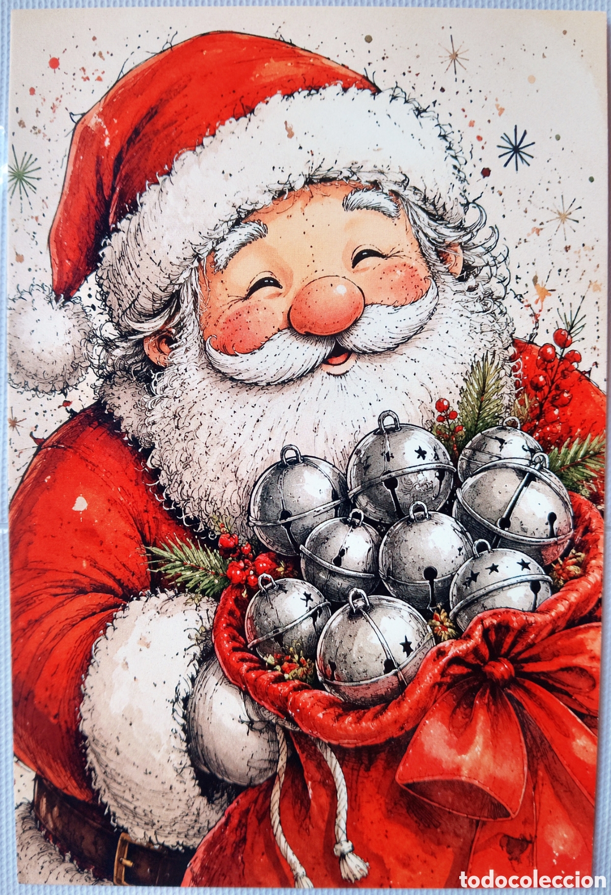 Postales: POSTAL NAVIDAD - PAP&Aacute; NOEL CASCABELES - ESTILO ANTIGUO