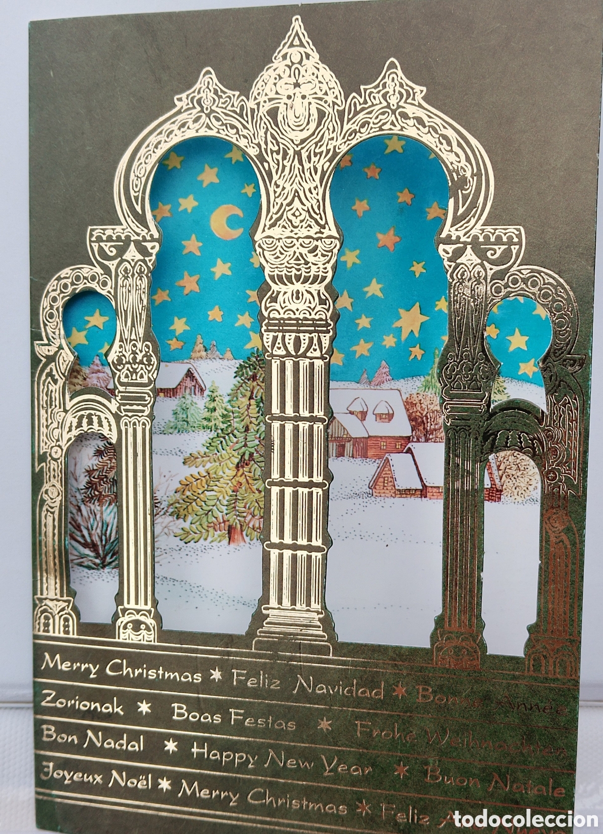 Postcards: FELICITACI&Oacute;N NAVIDAD CON VENTANA - EDICROMO - PAISAJE NEVADO