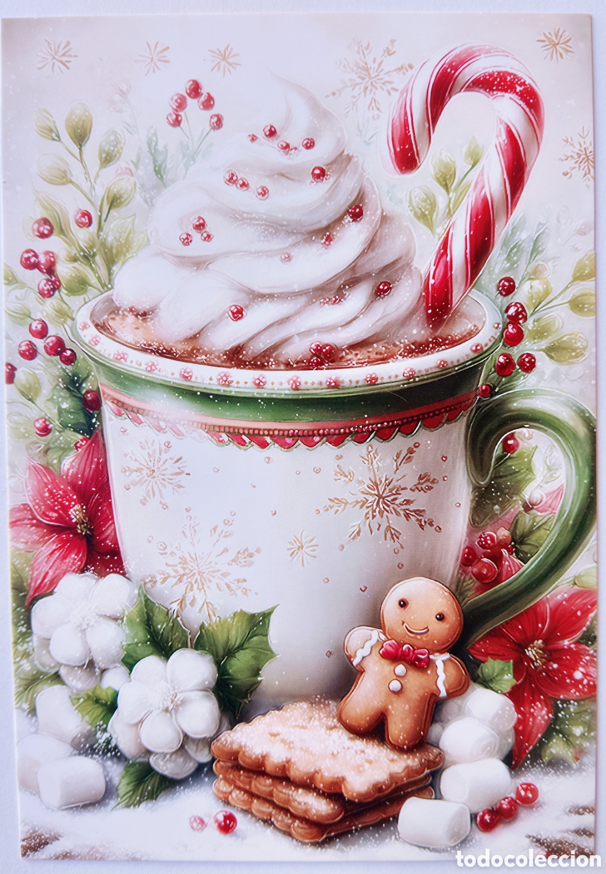 Cartes Postales: POSTAL NAVIDAD - DETALLE TAZA CHOCOLATE NATA GALLETAS - ESTILO ANTIGUO