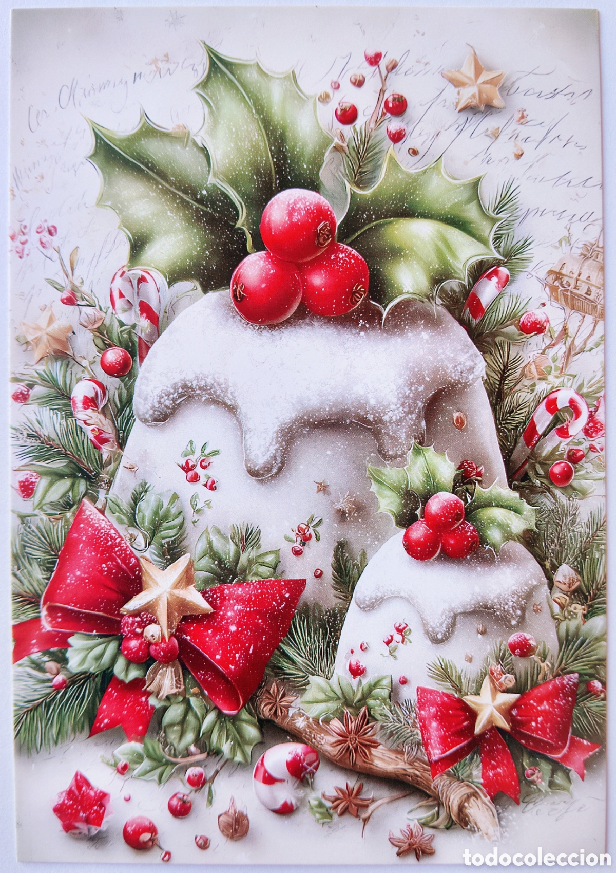 Postales: POSTAL NAVIDAD - DETALLE PUDIN POSTRE - ESTILO ANTIGUO