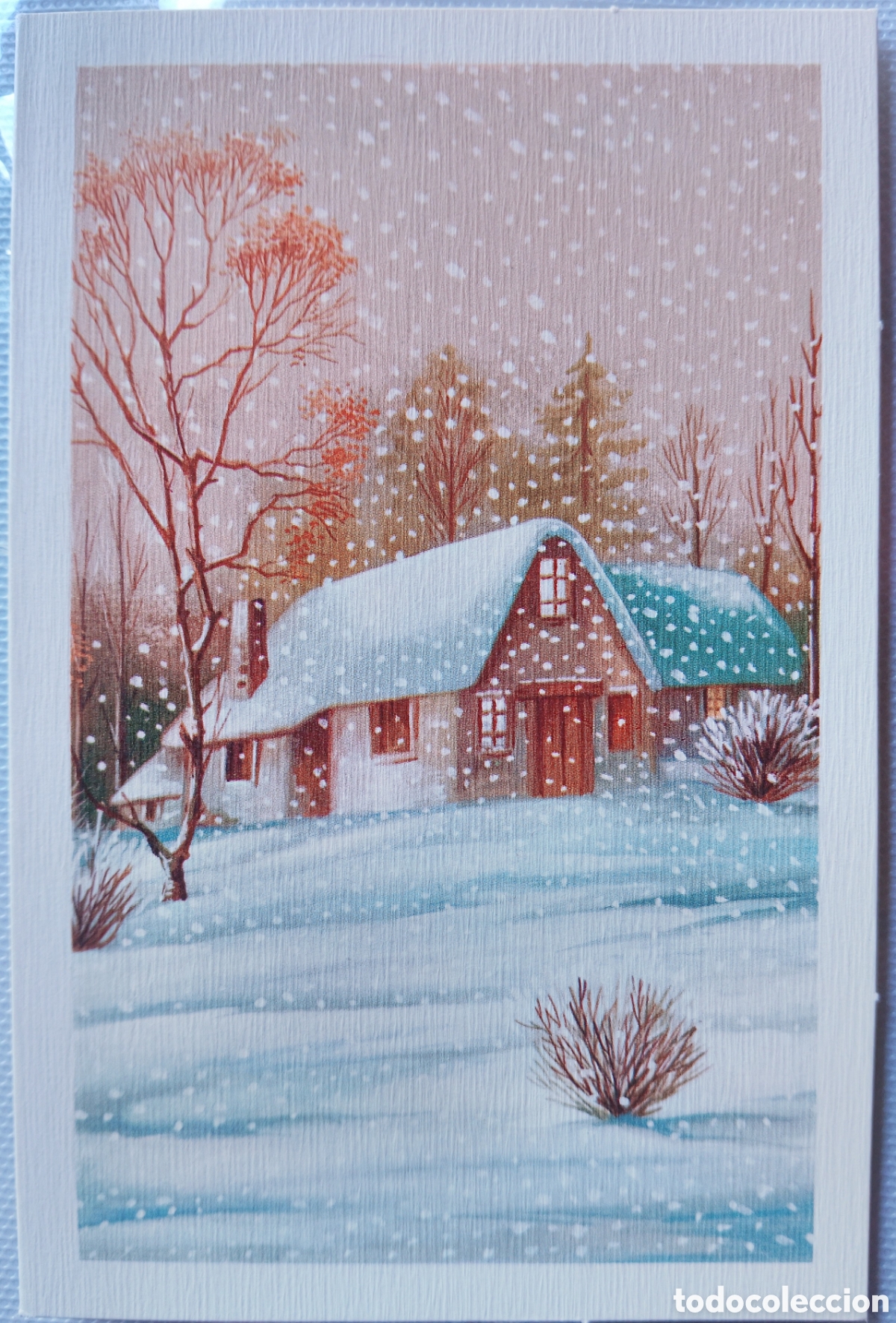 Postales: FELICITACI&Oacute;N NAVIDAD - EDICIONES ORTIZ - CASITAS PAISAJE NEVADO