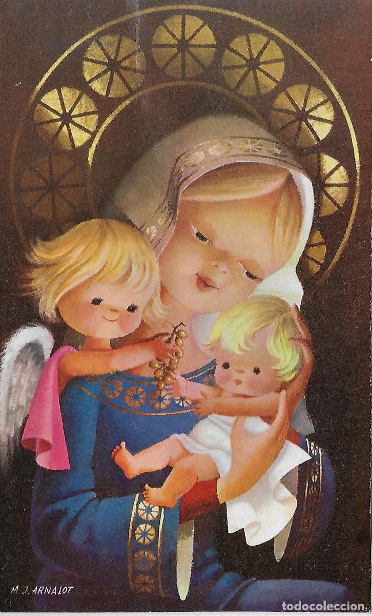 Postcards: 7380S - ARNALOT- EDICI. M.J. ARNALOT-LA VIRGEN, EL NI&Ntilde;O Y EL &Aacute;NGEL DE LA GUARDA -DIPTICA 21X12,5 CM