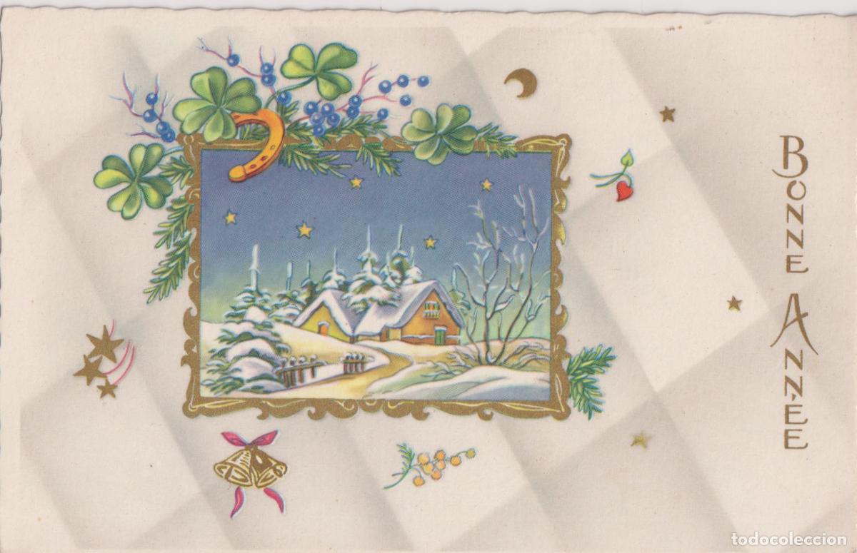 Postales: ANTIGUA POSTAL DE FELICITACI&Oacute;N FRANCESA DE A&Ntilde;O NUEVO (&laquo;BONNE ANN&Eacute;E&raquo;) - M.D. PARIS - ESCRITA