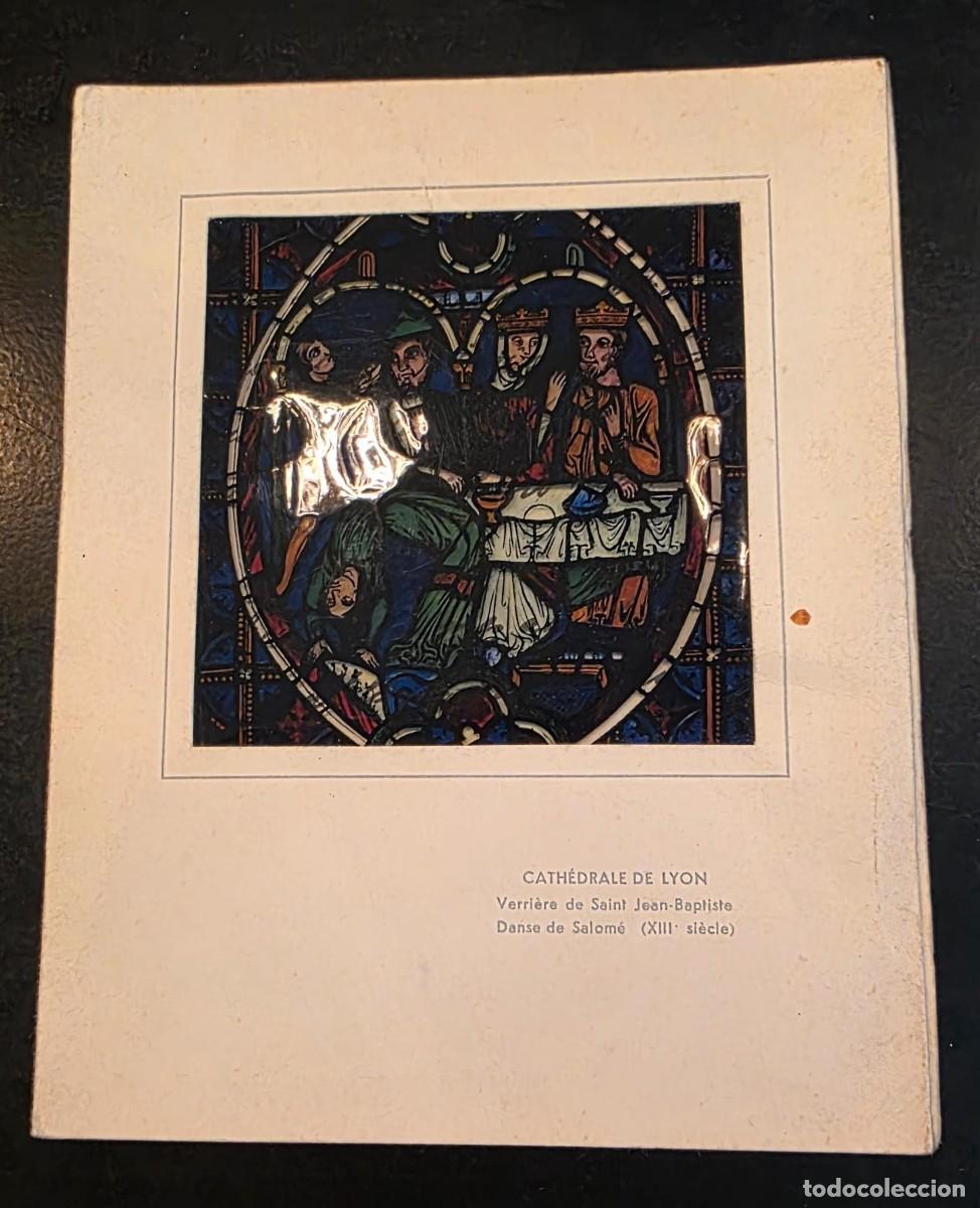 Postales: Antigua felicitaci&oacute;n francesa 1964 &ndash; Vidriera Catedral de Lyon &ndash; Danza de Salom&eacute; &ndash; 17 &times; 14 cm