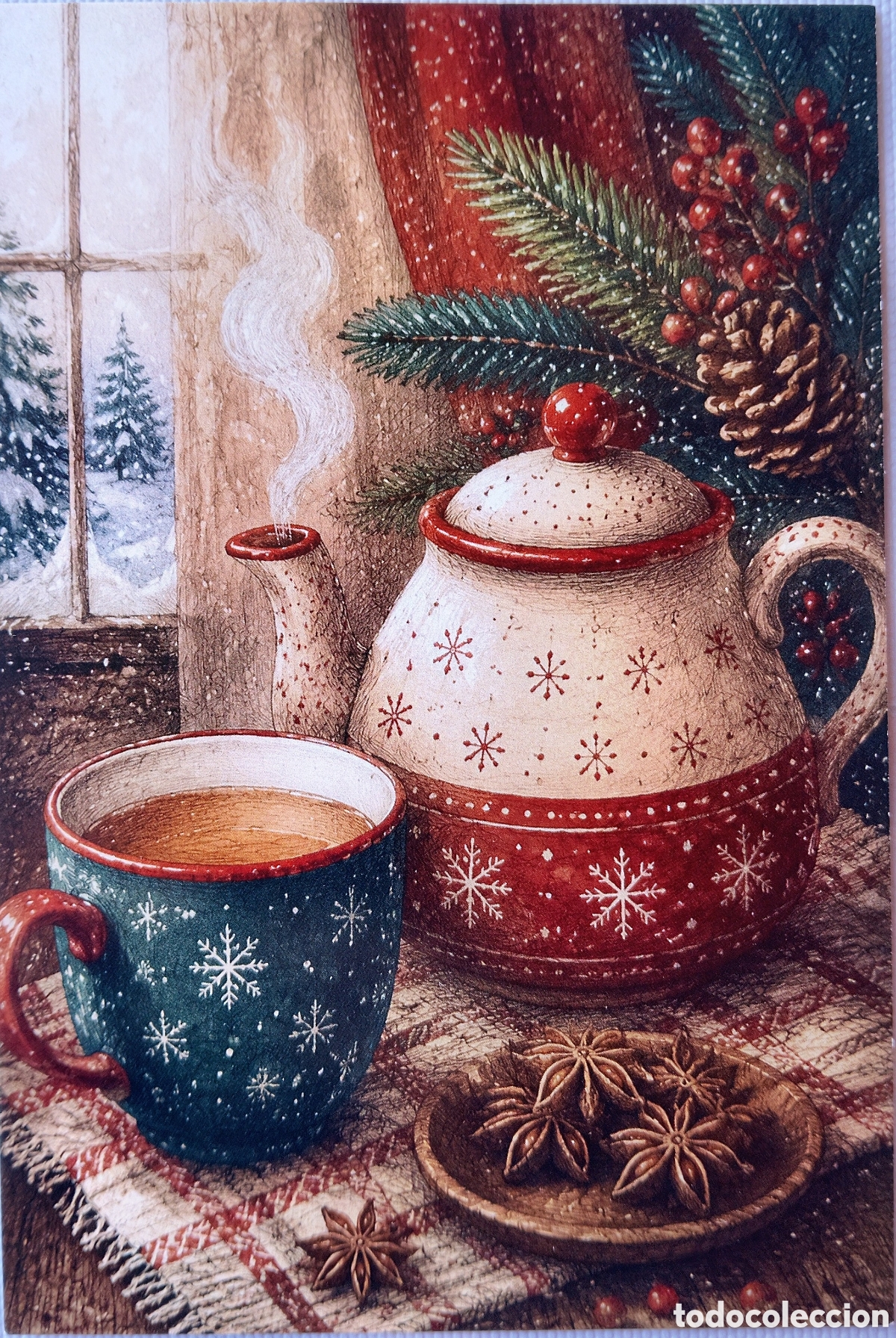 Postales: POSTAL NAVIDAD - DETALLE TETERA PAISAJE NEVADO - ESTILO ANTIGUO