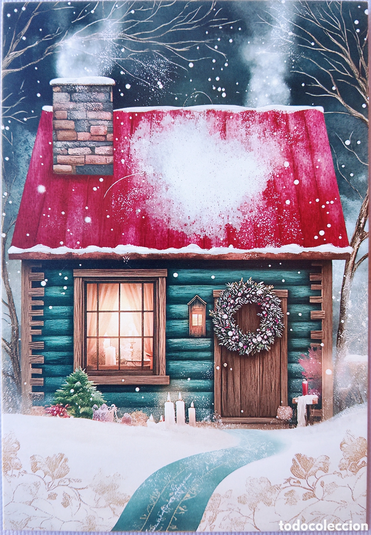 Postales: POSTAL NAVIDAD - CASA CASITA CABA&Ntilde;A PAISAJE NEVADO - ESTILO ANTIGUO