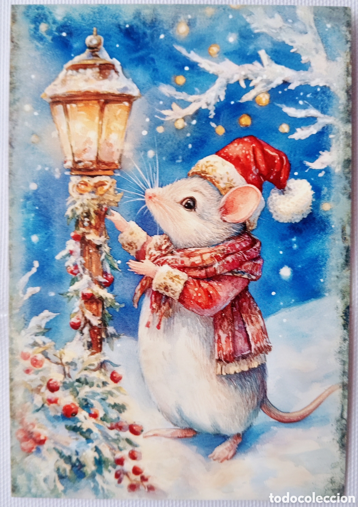 Postales: POSTAL NAVIDAD - RATONCITO FAROLA PAISAJE NEVADO - ESTILO ANTIGUO