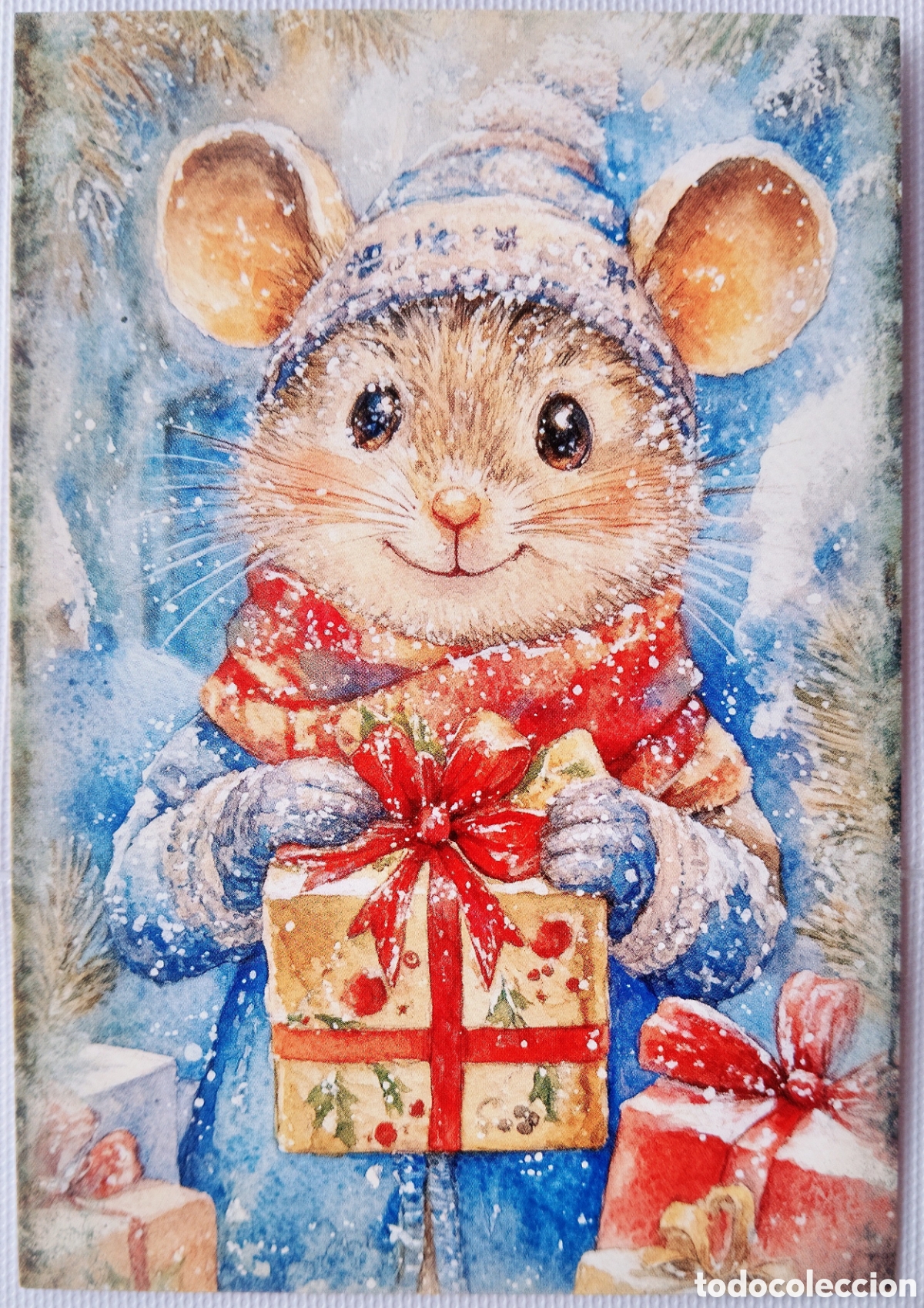 Postales: POSTAL NAVIDAD - RATONCITO REGALO PAISAJE NEVADO - ESTILO ANTIGUO