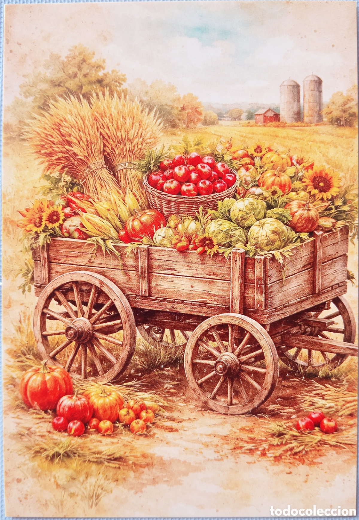 Postales: POSTAL - CARRO FRUTAS VERDURAS FLORES GRANJA - ESTILO ANTIGUO