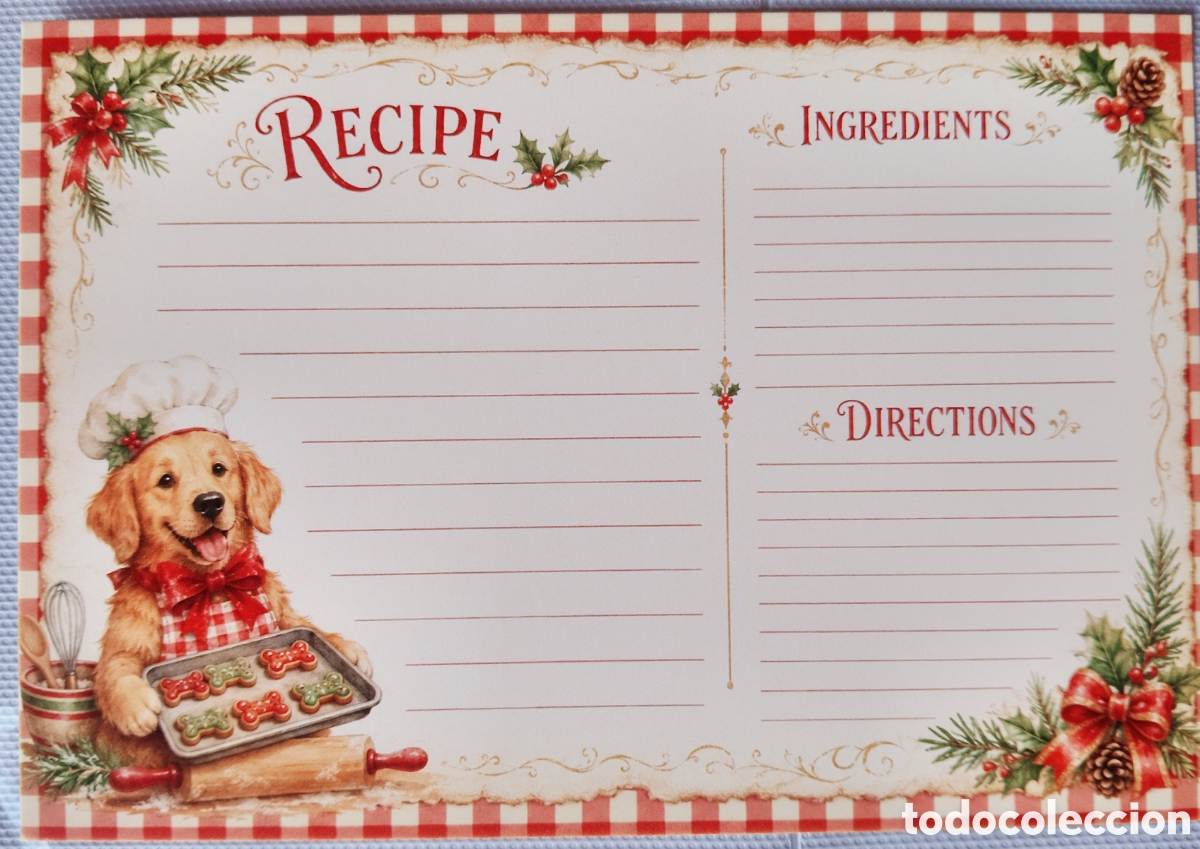 Postales: POSTAL NAVIDAD - RECETA GALLETAS PERRITO - ESTILO ANTIGUO