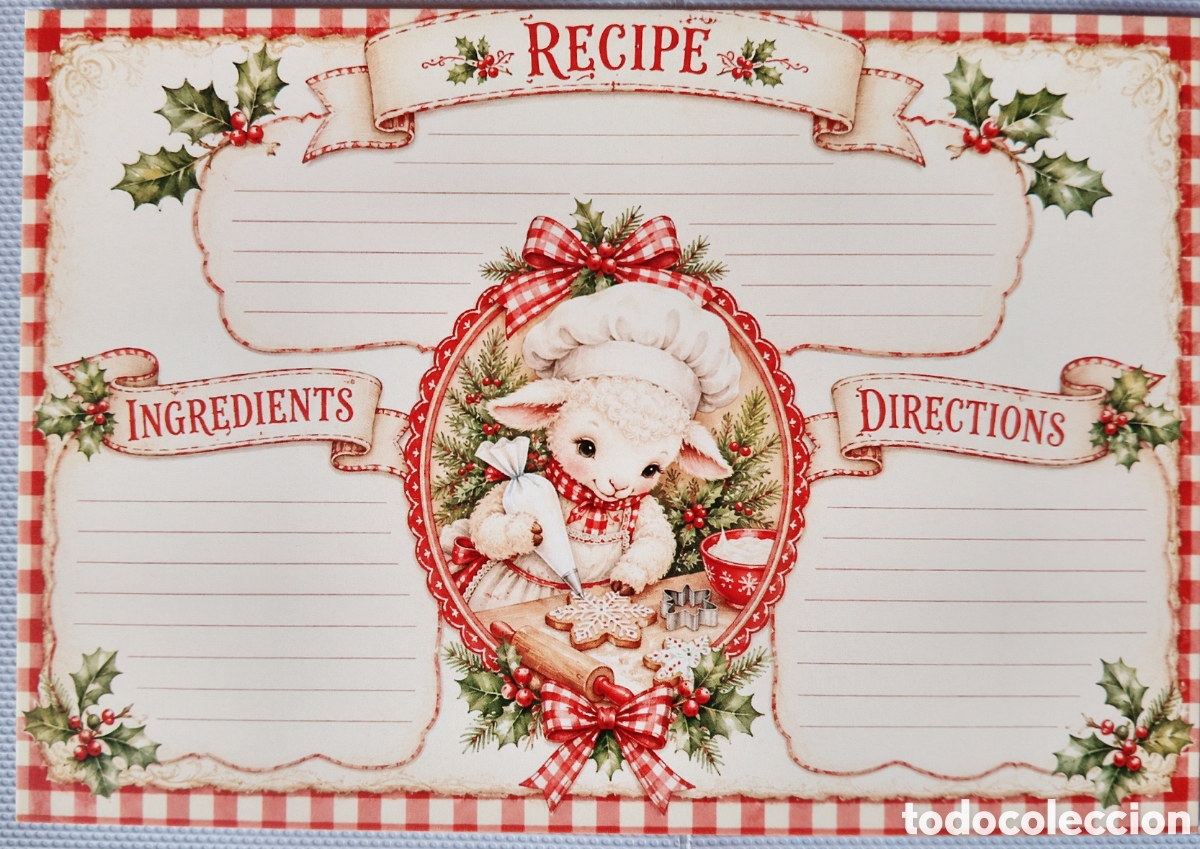 Postales: POSTAL NAVIDAD - RECETA GALLETAS OVEJITA - ESTILO ANTIGUO