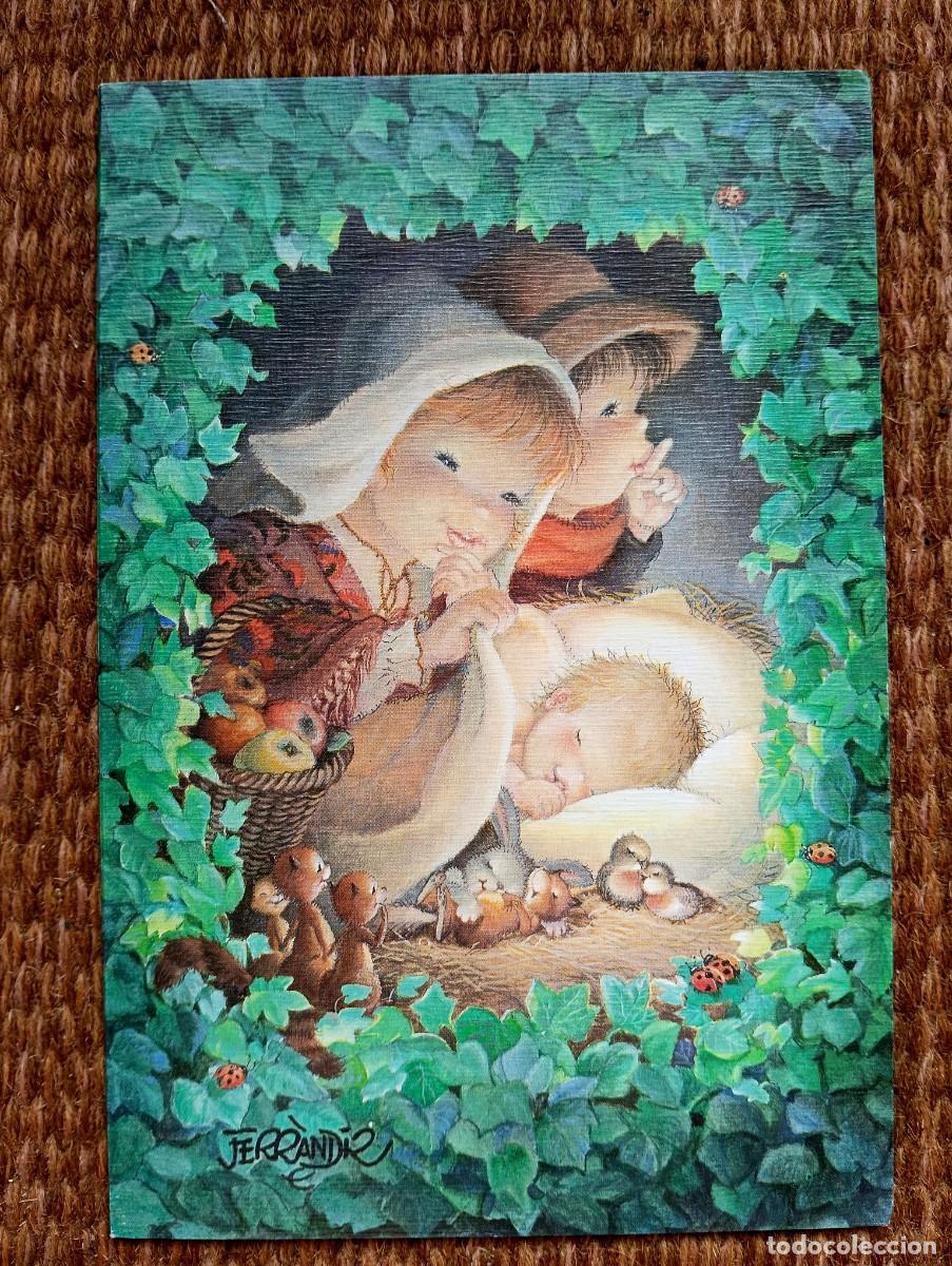 Postales: FERRANDIZ - ILUSTRACION PARA TARJETA DE NAVIDAD - BELEN - NACIMIENTO