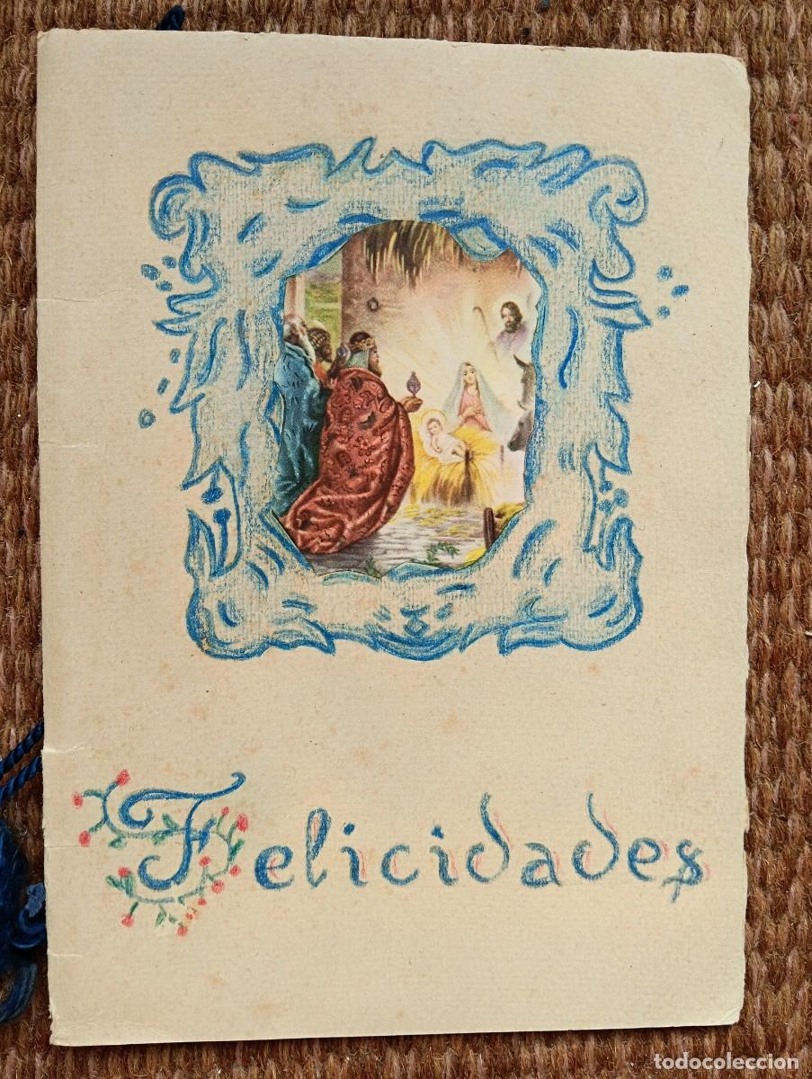 Postales: TARJETA DE NAVIDAD ARTESANAL 1952 CON BELEN - NACIMIENTO