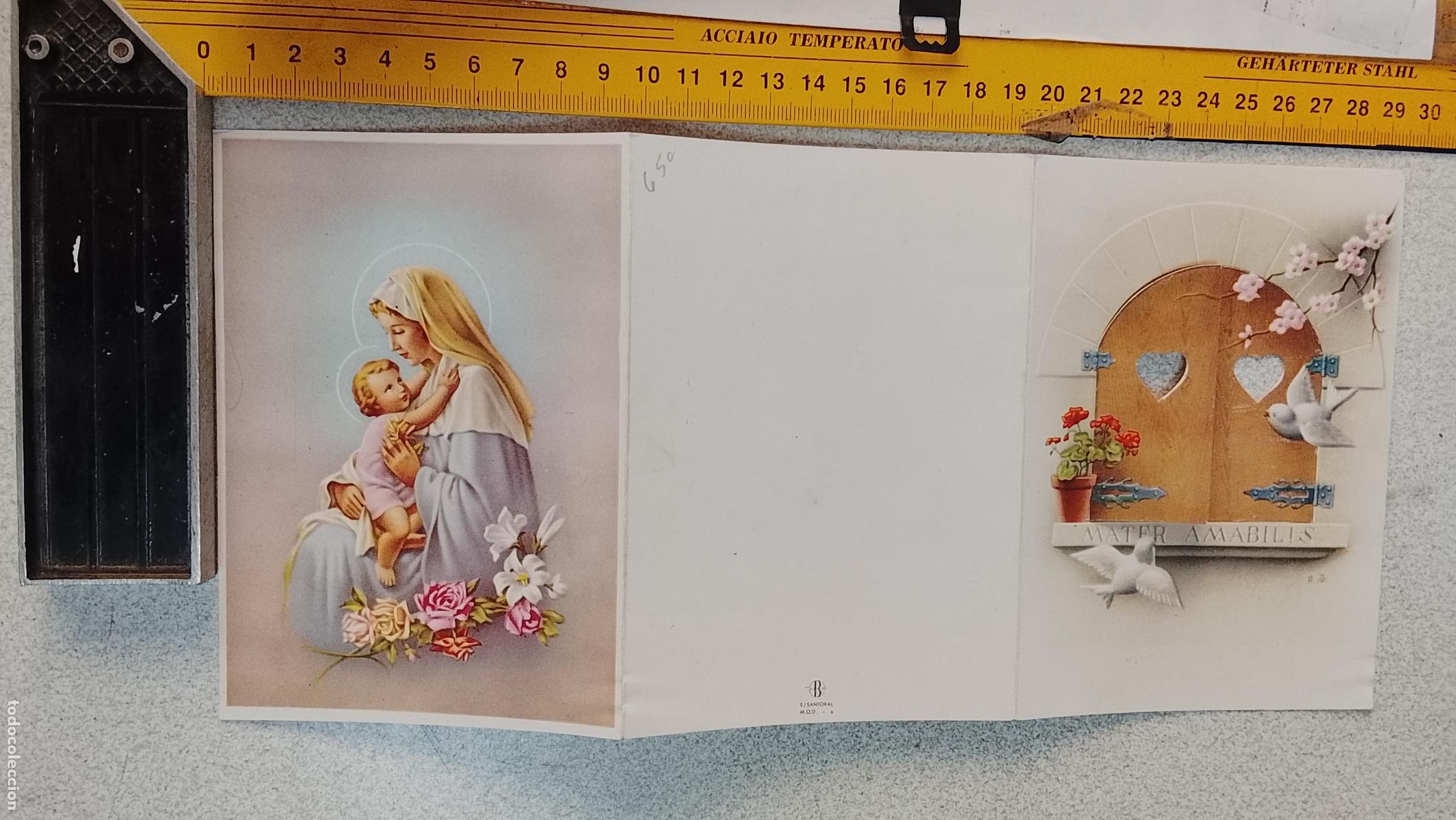 Postales: Antigua felicitaci&oacute;n de Navidad troquelada virgen