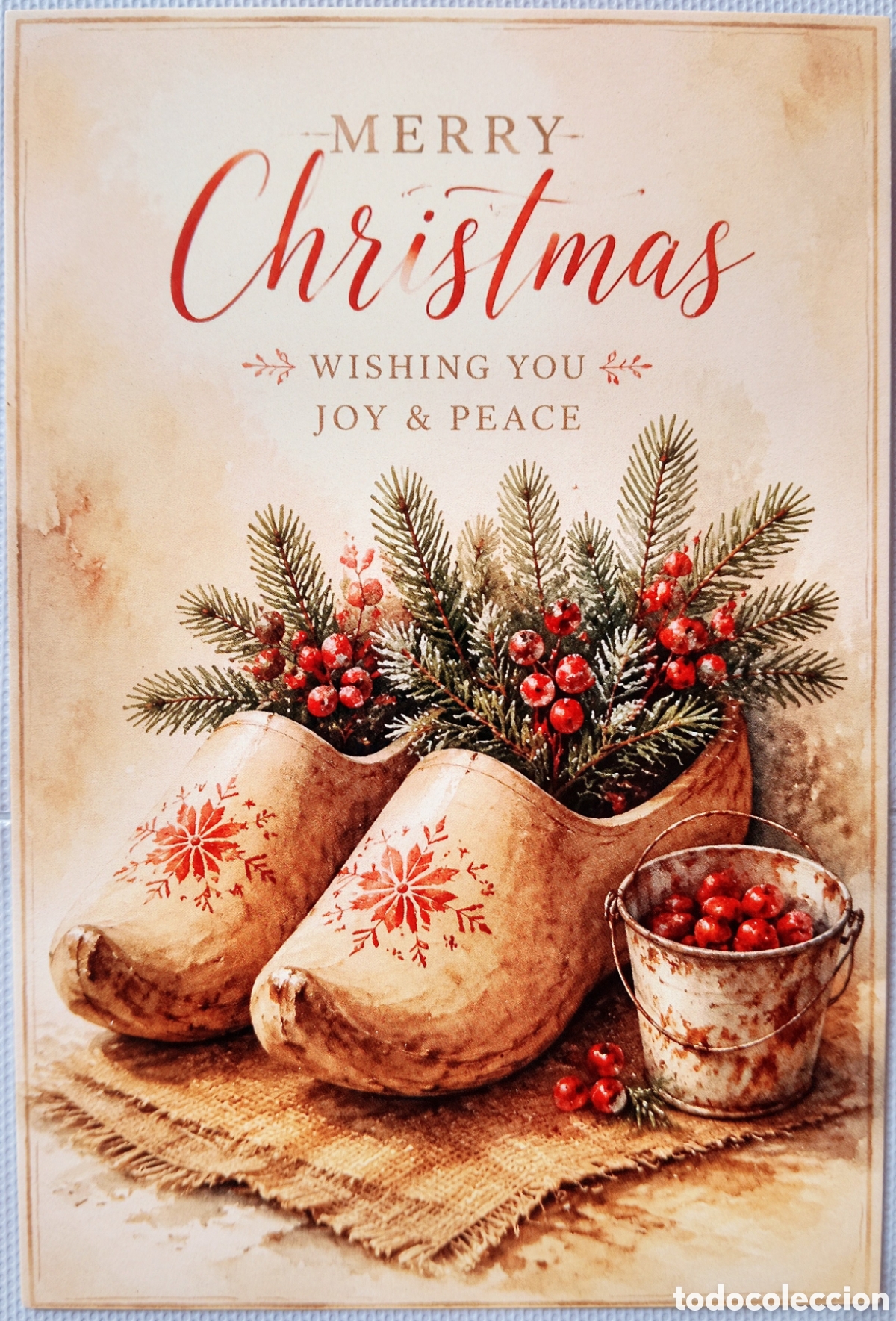 Postales: POSTAL NAVIDAD - DETALLE ZUECOS PINO BAYAS - ESTILO ANTIGUO