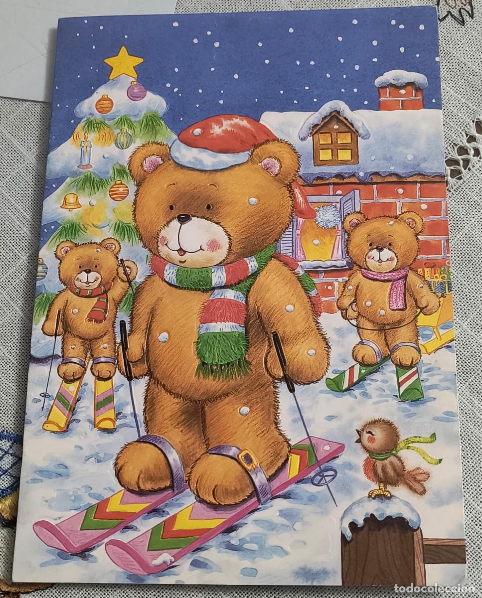 Postales: POSTAL NAVIDAD DESPLEGABLE | OSOS ESQUIANDO -
