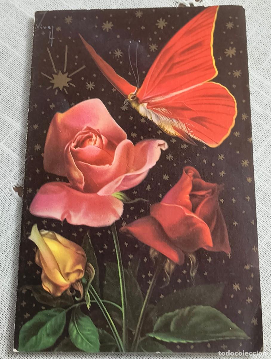 Postales: POSTAL NAVIDAD | FLORES Y MARIPOSA