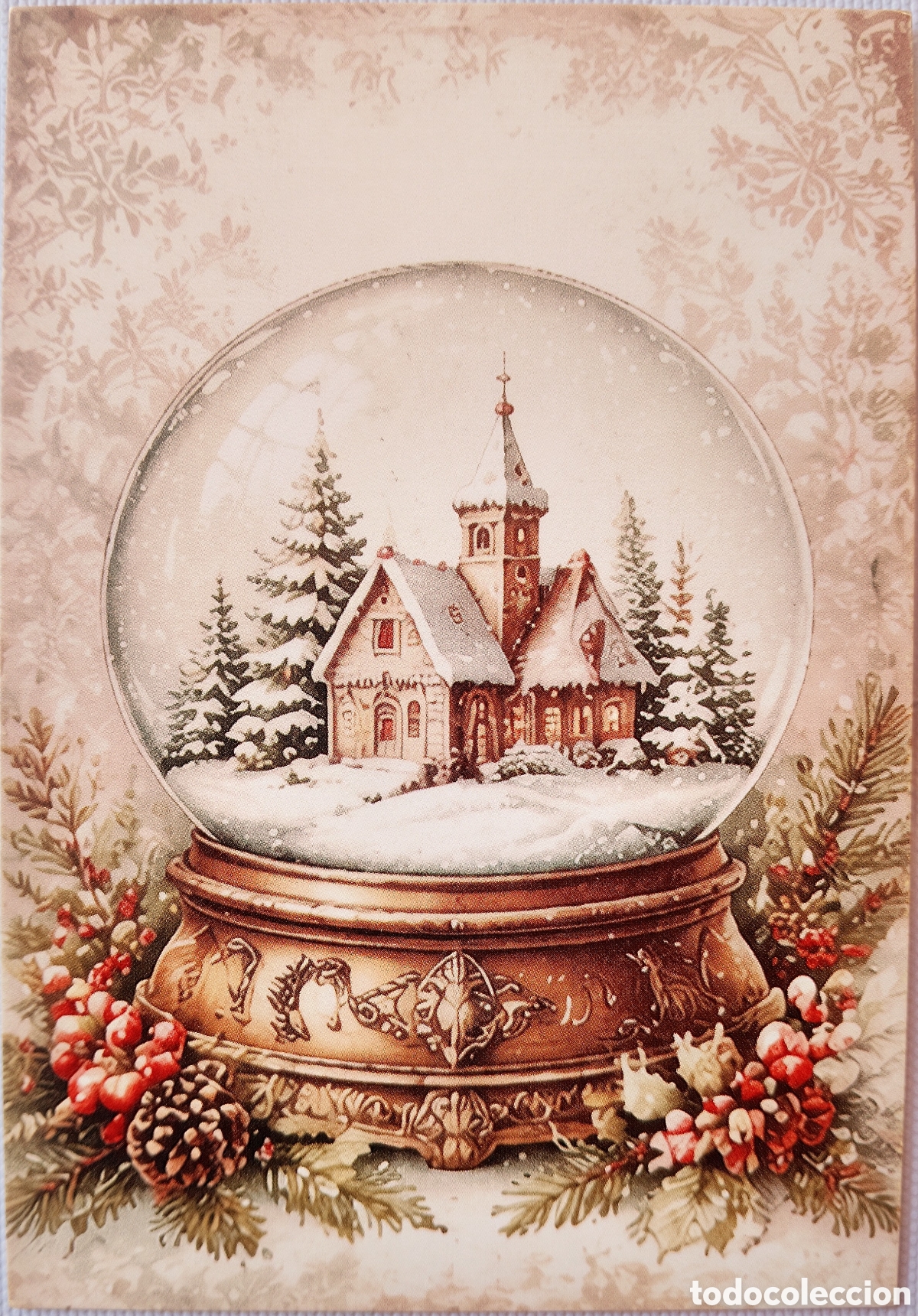 Postales: POSTAL NAVIDAD - BOLA DE NIEVE IGLESIA PAISAJE NEVADO - ESTILO ANTIGUO