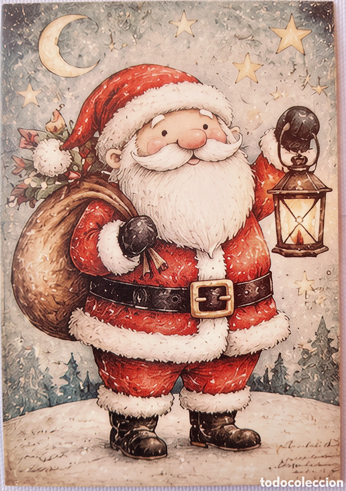 Postales: POSTAL NAVIDAD - PAP&Aacute; NOEL FAROL SACO PAISAJE NEVADO - ESTILO ANTIGUO