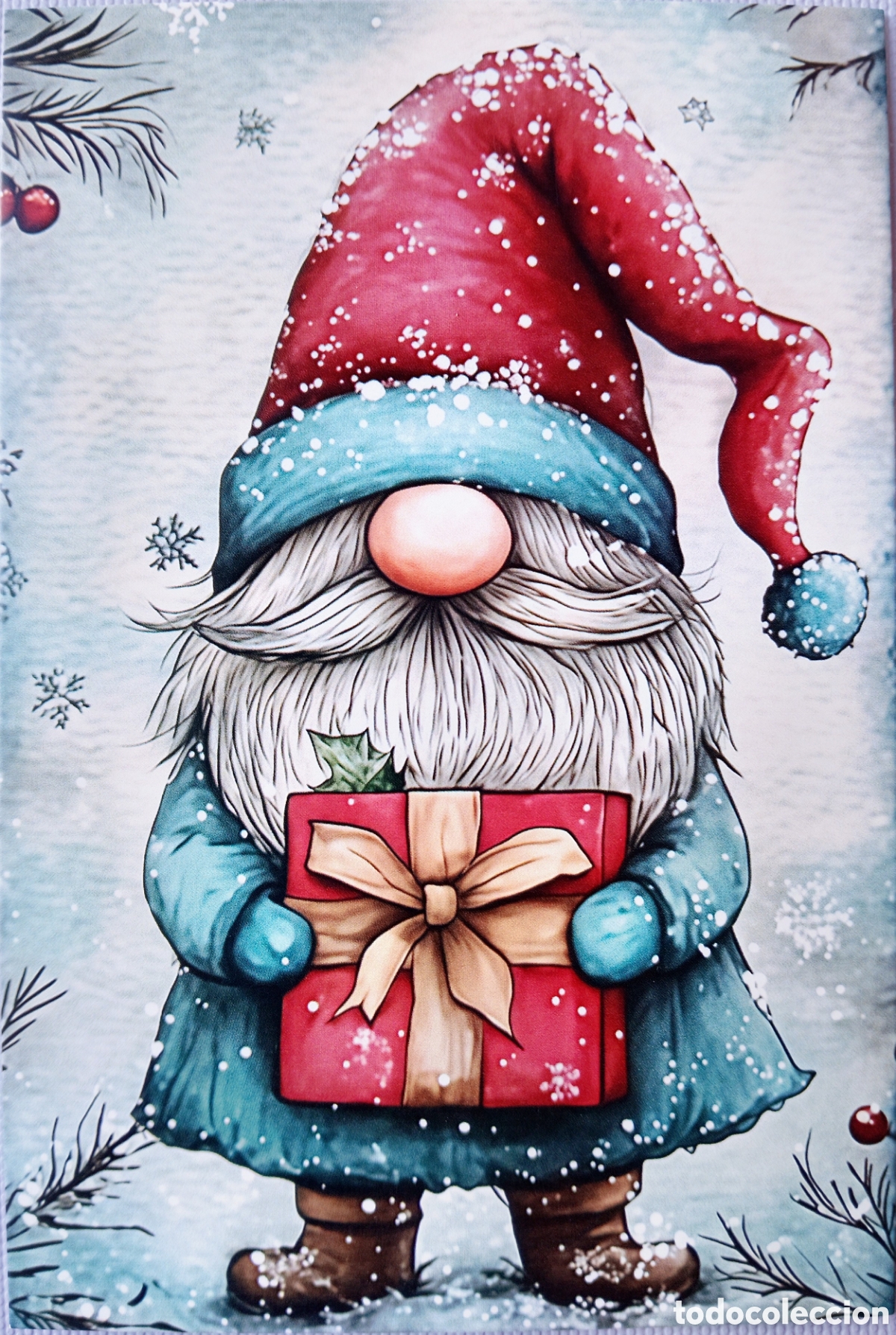 Postales: POSTAL NAVIDAD - GNOMO DUENDE REGALO NIEVE - ESTILO ANTIGUO