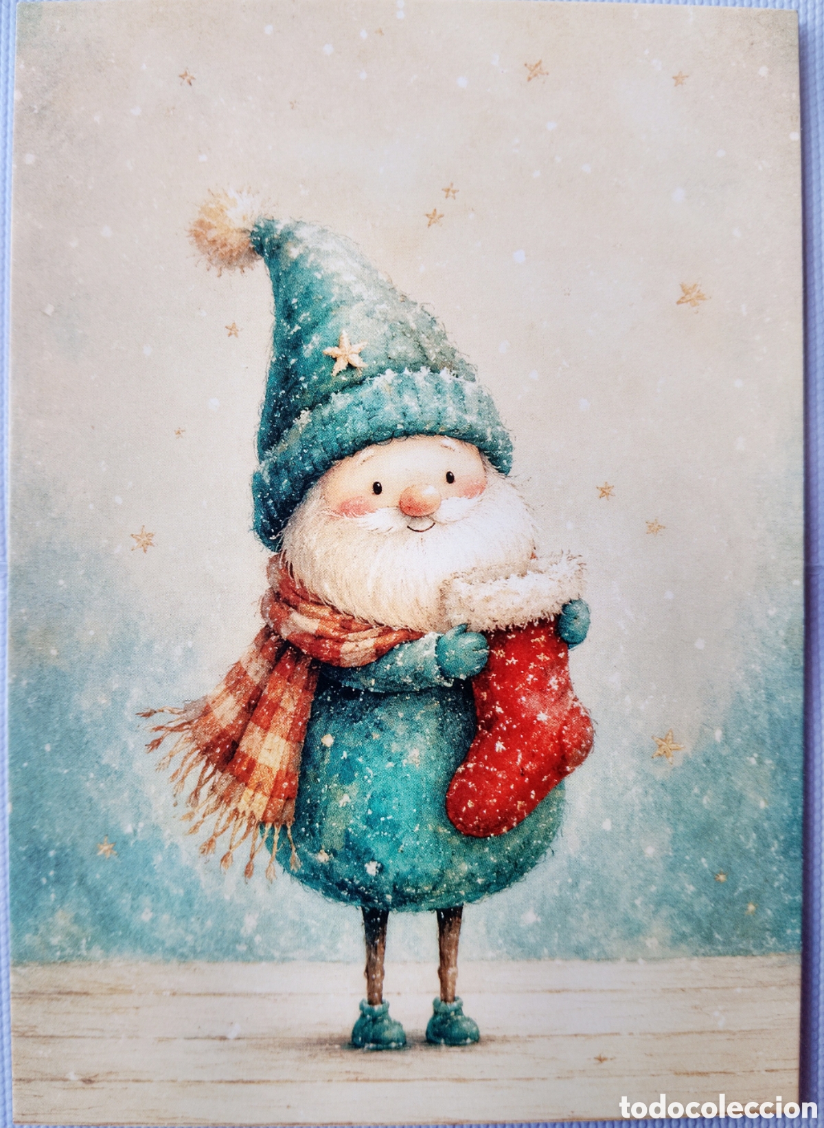 Postales: POSTAL NAVIDAD - GNOMO DUENDE CALCET&Iacute;N NIEVE - ESTILO ANTIGUO