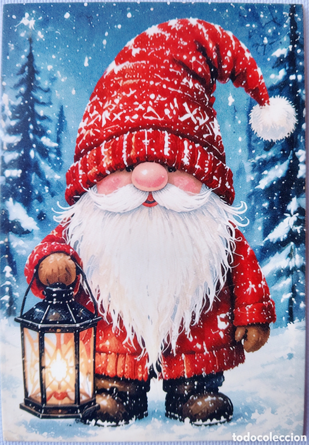Postales: POSTAL NAVIDAD - GNOMO DUENDE FAROL PAISAJE NEVADO - ESTILO ANTIGUO