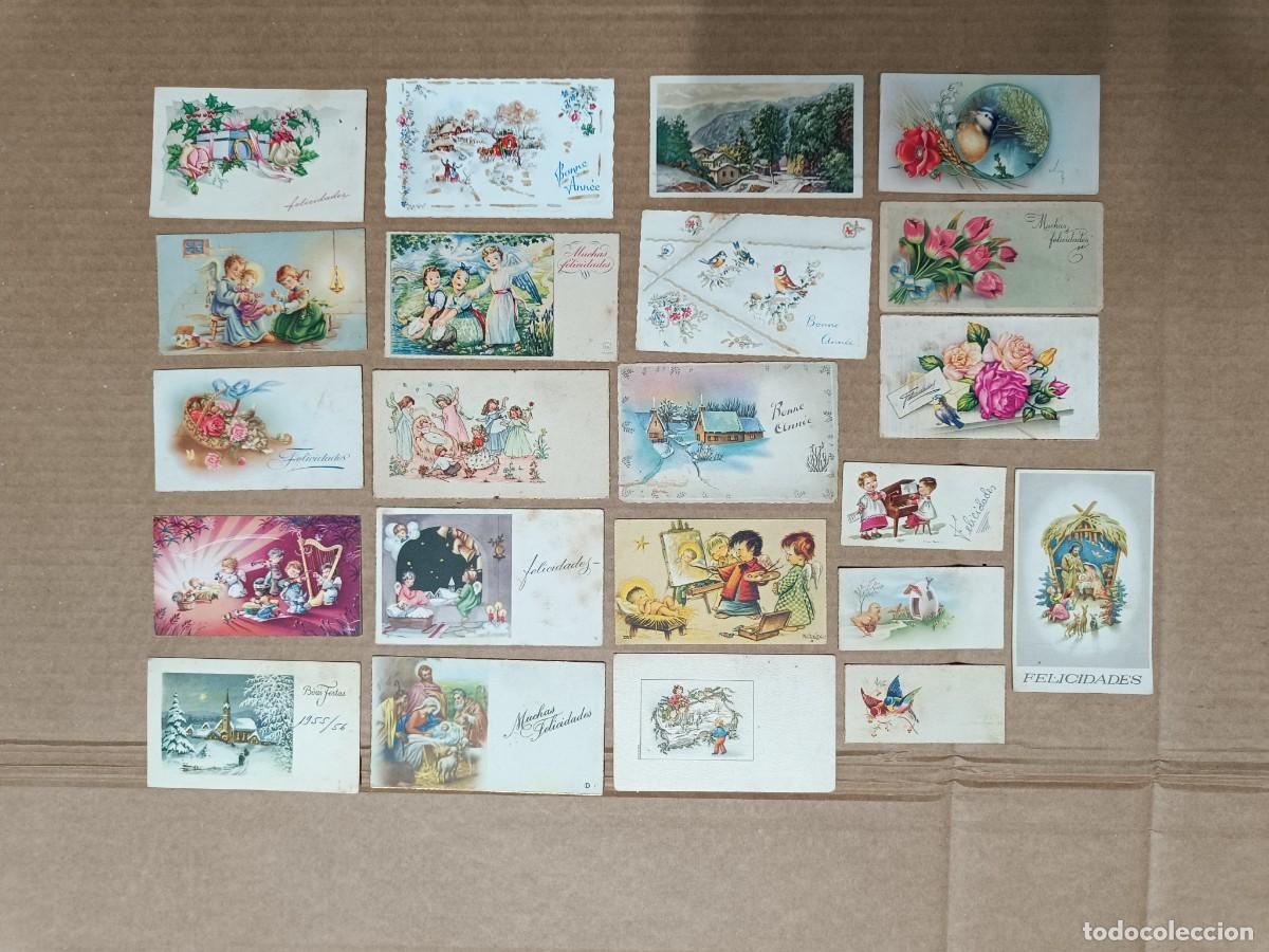Postales: LOTE DE 22 ANTIGUAS FELICITACIONES DE NAVIDAD, EN SU MAYORIA A&Ntilde;OS 50 Y 60, TARJETAS -P30
