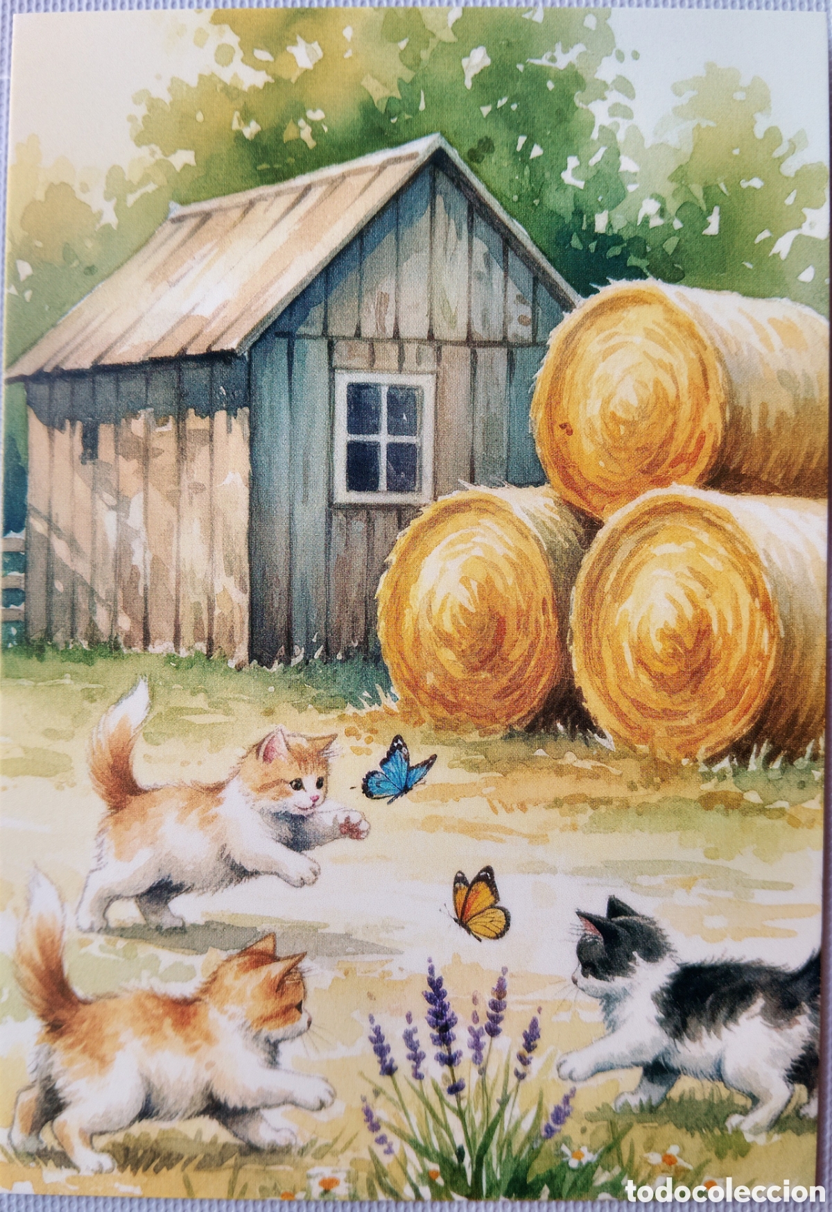 Postales: POSTAL - GATITOS MARIPOSAS HENO GRANJA - ESTILO ANTIGUO