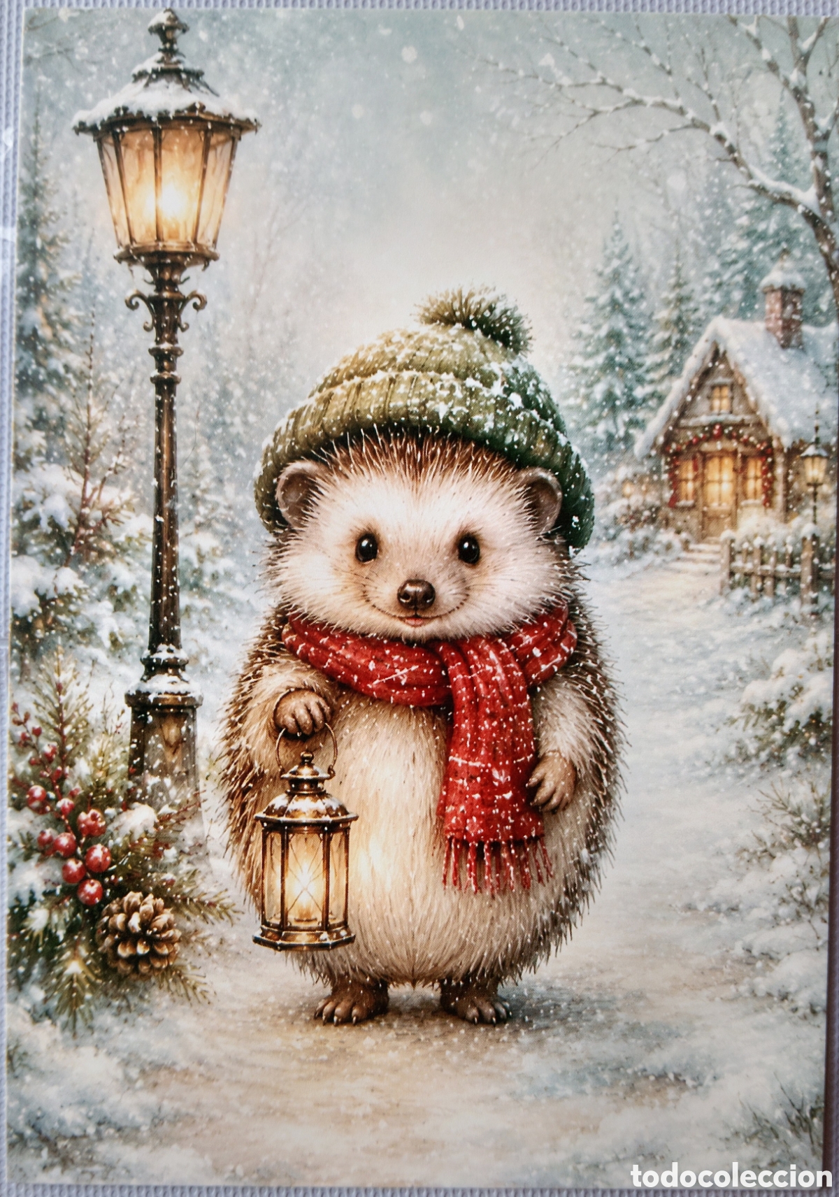 Postales: POSTAL NAVIDAD - ERIZO PAISAJE NEVADO - ESTILO ANTIGUO