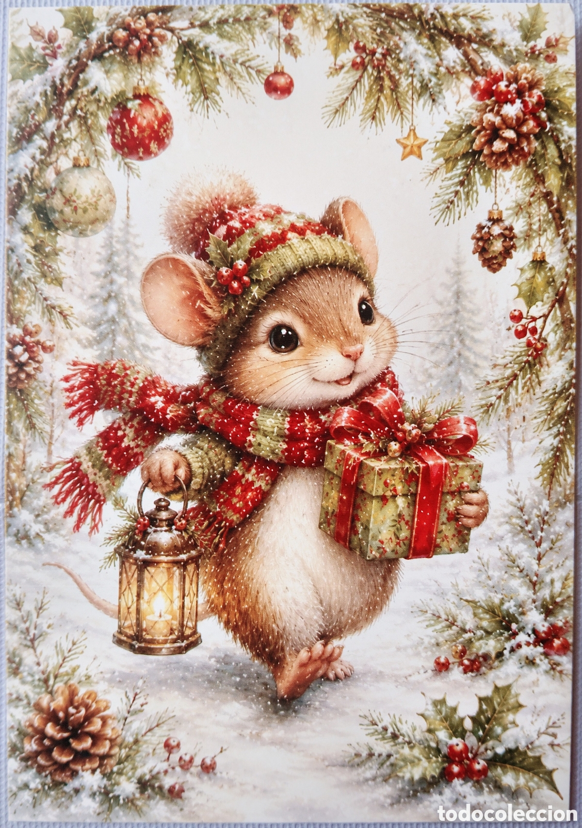Postales: POSTAL NAVIDAD - RATONCITO FAROL REGALO PAISAJE NEVADO - ESTILO ANTIGUO