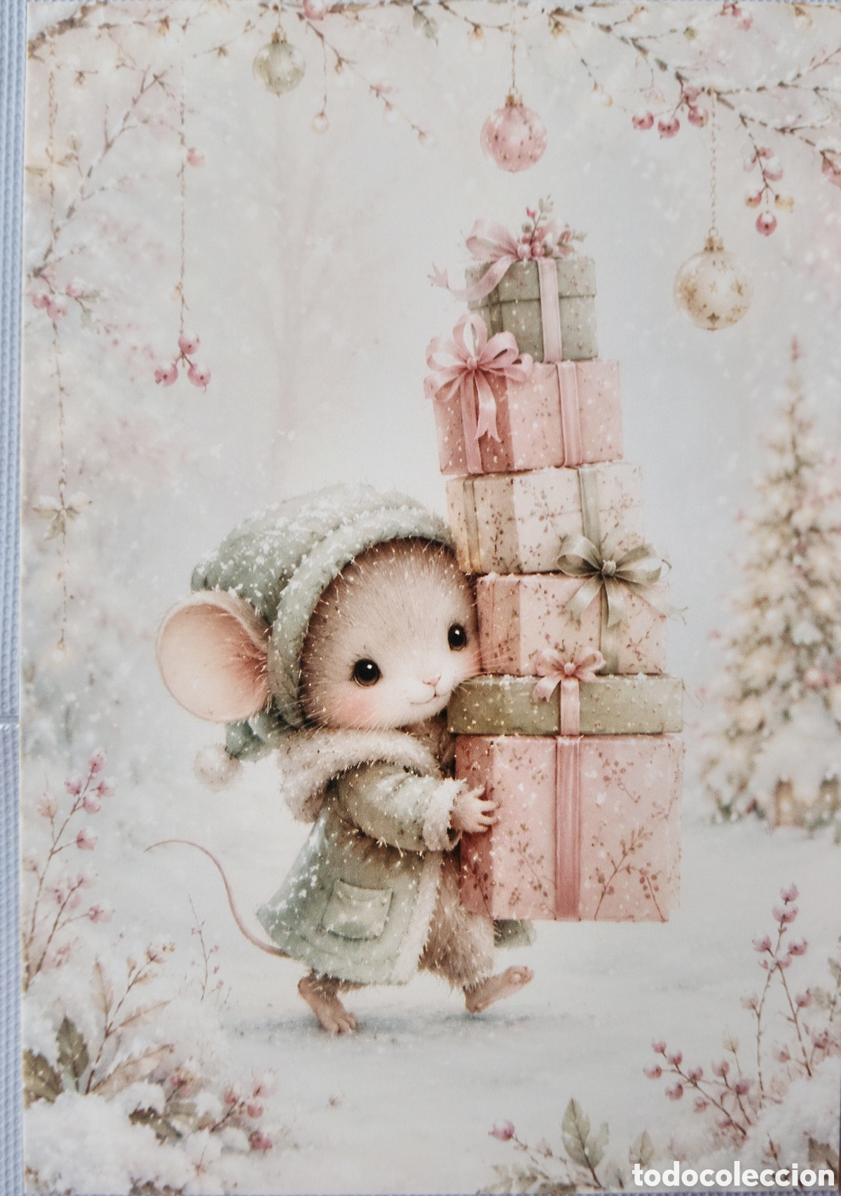 Postales: POSTAL NAVIDAD - RATONCITO REGALOS PAISAJE NEVADO - ESTILO ANTIGUO