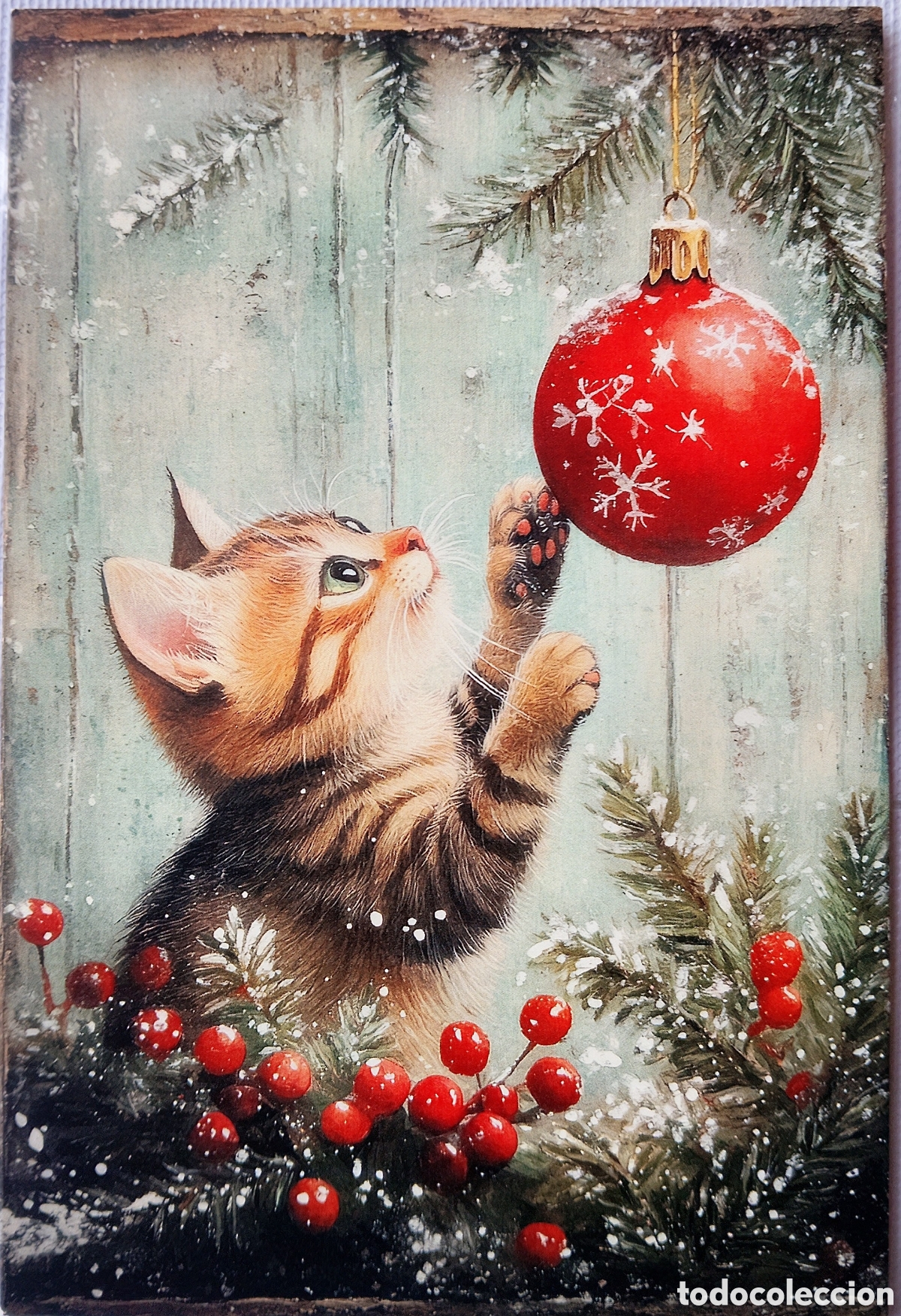 Postales: POSTAL NAVIDAD - GATO GATITO BOLA - ESTILO ANTIGUO