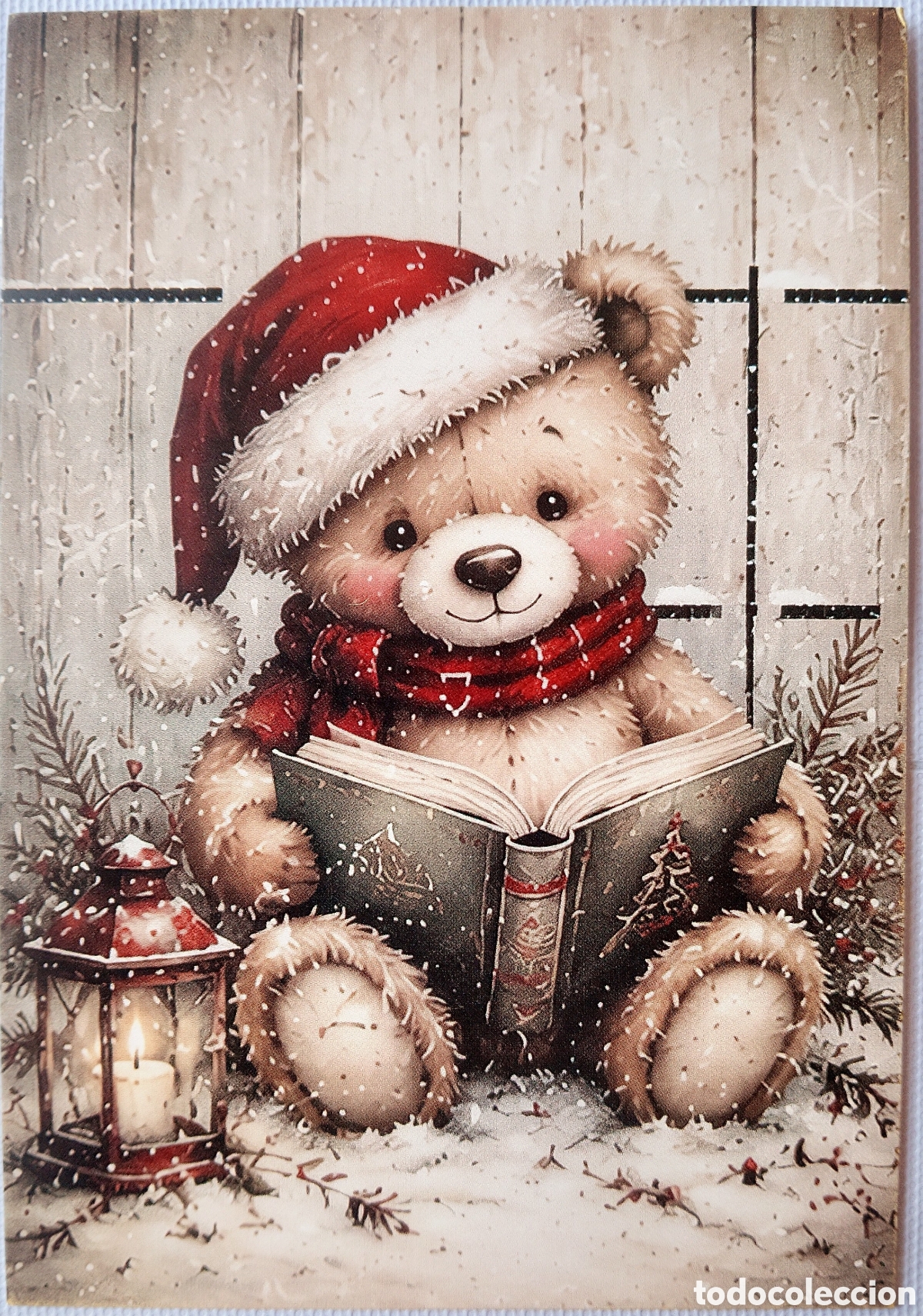 Postales: POSTAL NAVIDAD - OSO OSITO LIBRO PAISAJE NEVADO - ESTILO ANTIGUO