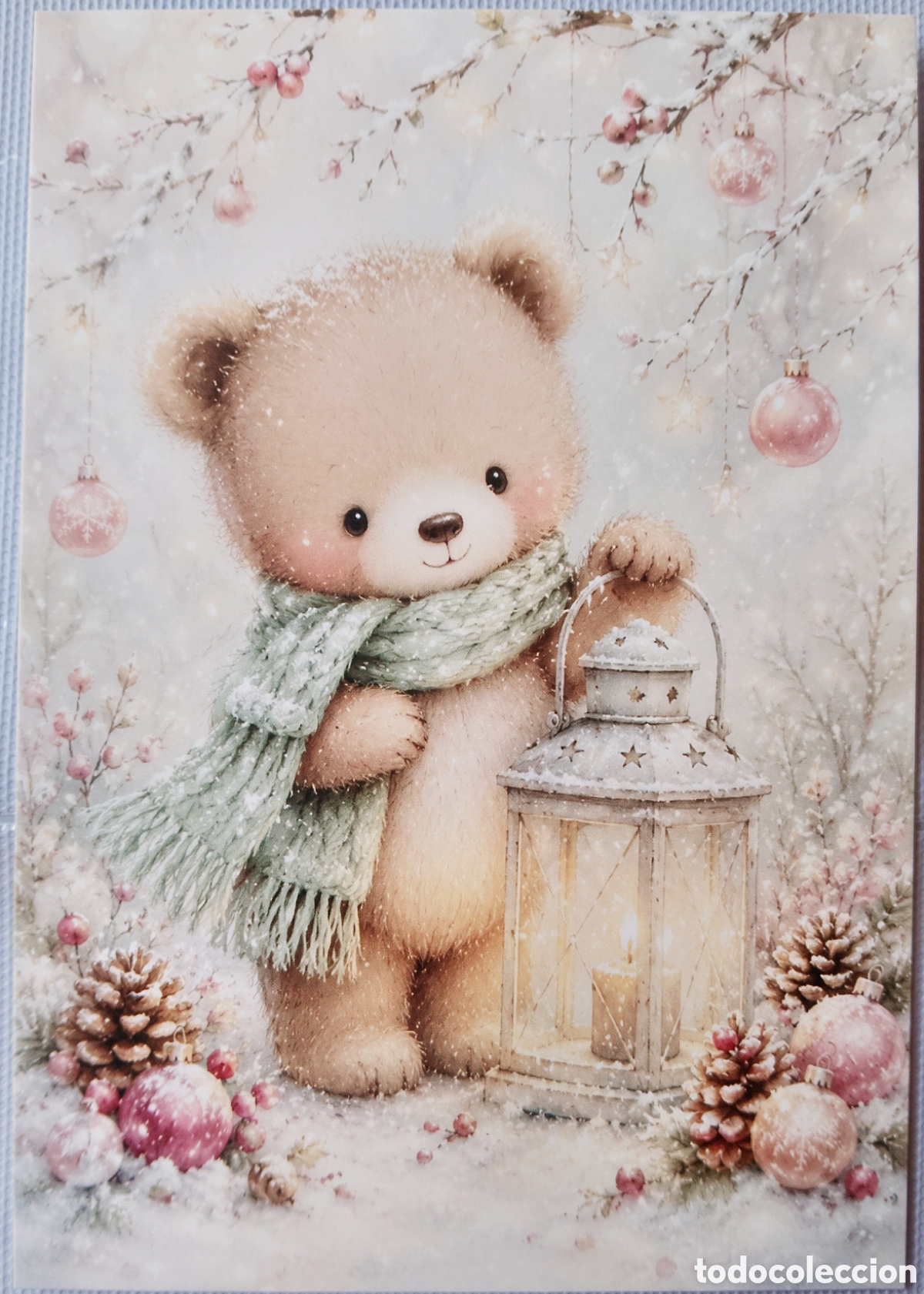 Postales: POSTAL NAVIDAD - OSO OSITO FAROL PAISAJE NEVADO - ESTILO ANTIGUO