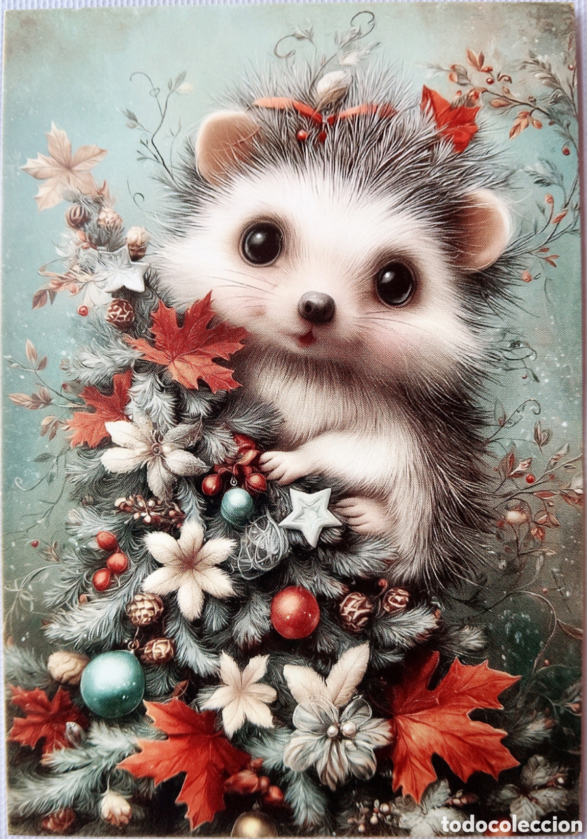 Postales: POSTAL NAVIDAD - ERIZO &Aacute;RBOL - ESTILO ANTIGUO
