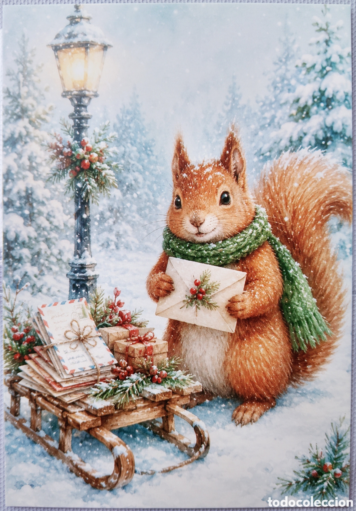 Postales: POSTAL NAVIDAD - ARDILLA CARTAS PAISAJE NEVADO - ESTILO ANTIGUO