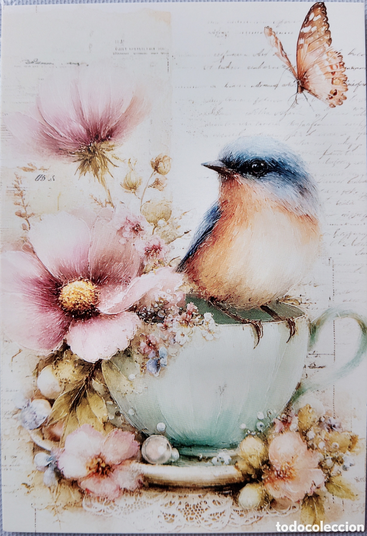 Postales: POSTAL - PAJARITO TAZA - ESTILO ANTIGUO