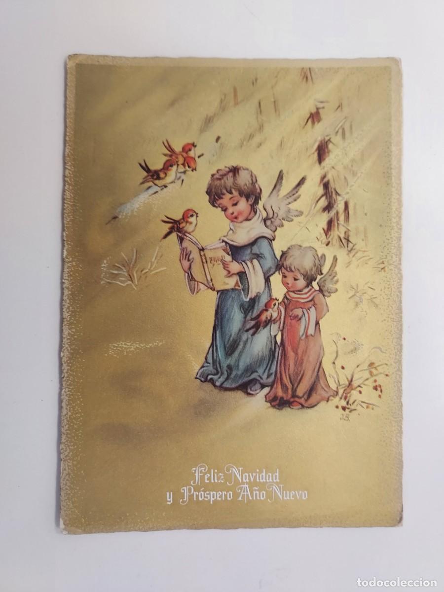 Postales: POSTAL NAVIDE&Ntilde;A ANTIGUA, FELIZ NAVIDAD PROSPERO A&Ntilde;O NUEVO. ESCRITA 1961. BRILLA AL MOVIMIENTO. GOLD