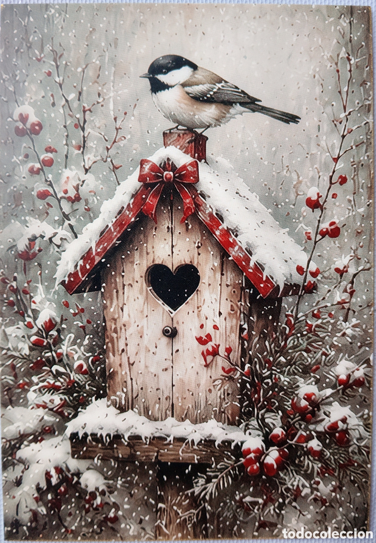 Postales: POSTAL NAVIDAD - CASITA PAJARITO NIEVE - ESTILO ANTIGUO