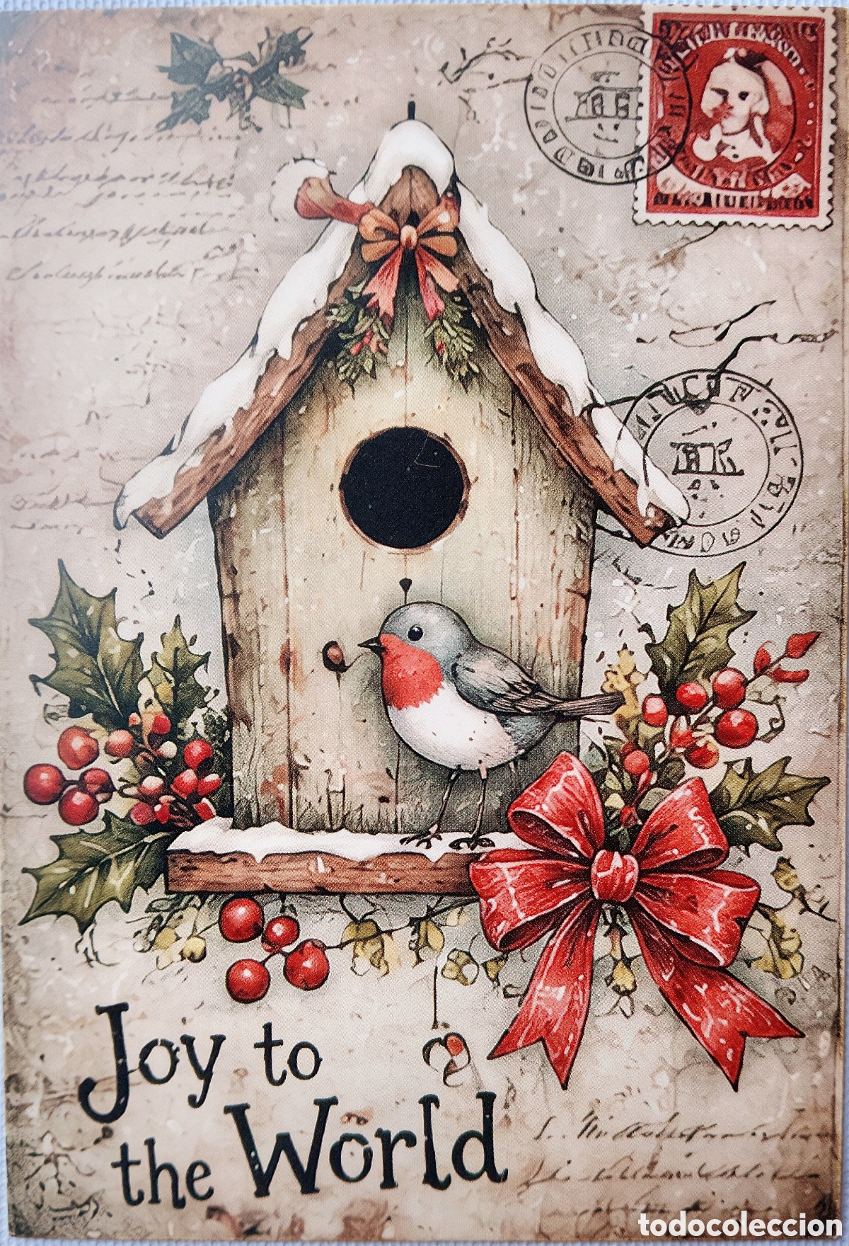 Postales: POSTAL NAVIDAD - CASITA PAJARITO ACEBO - ESTILO ANTIGUO