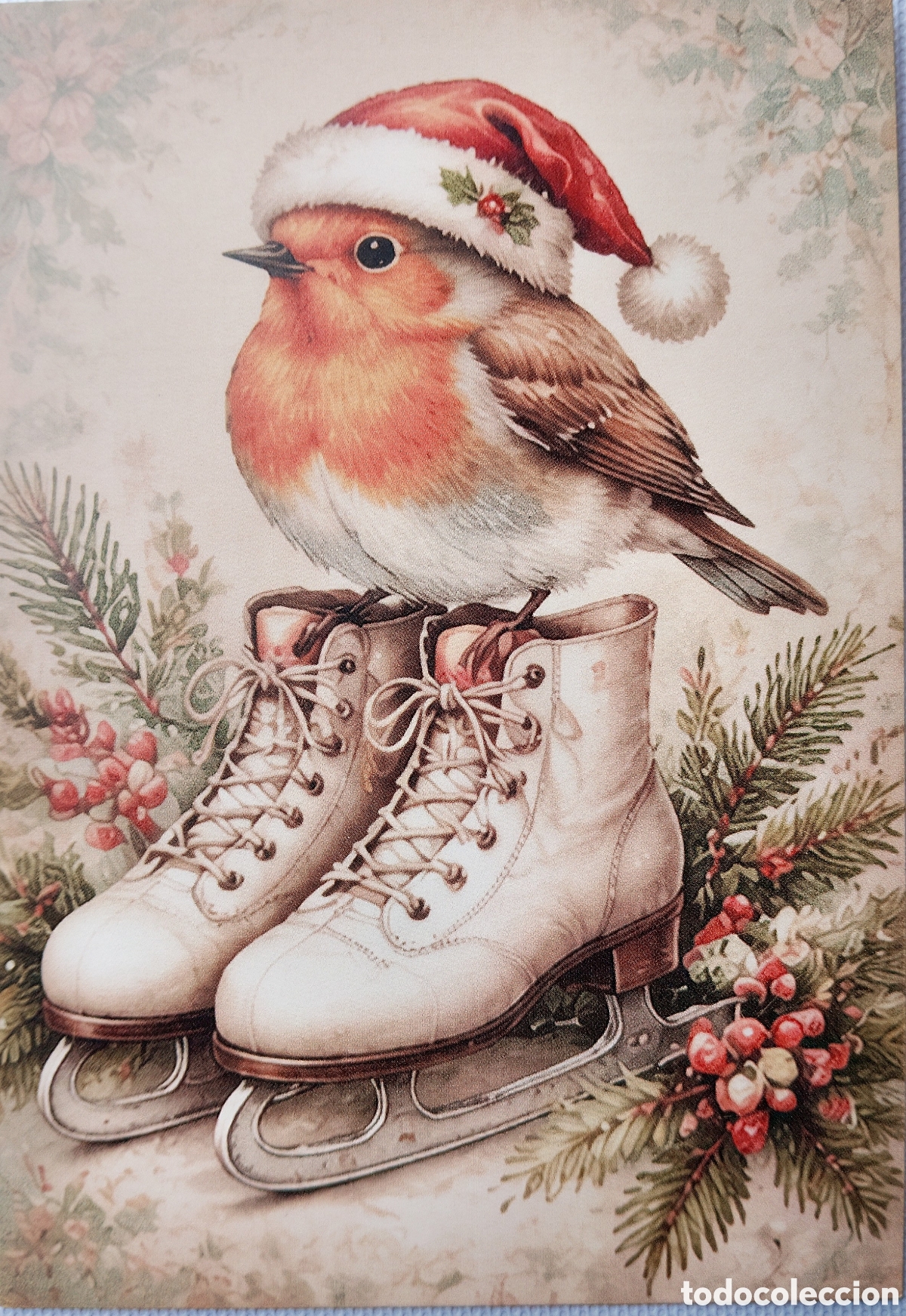 Postales: POSTAL NAVIDAD - PAJARITO PATINES - ESTILO ANTIGUO