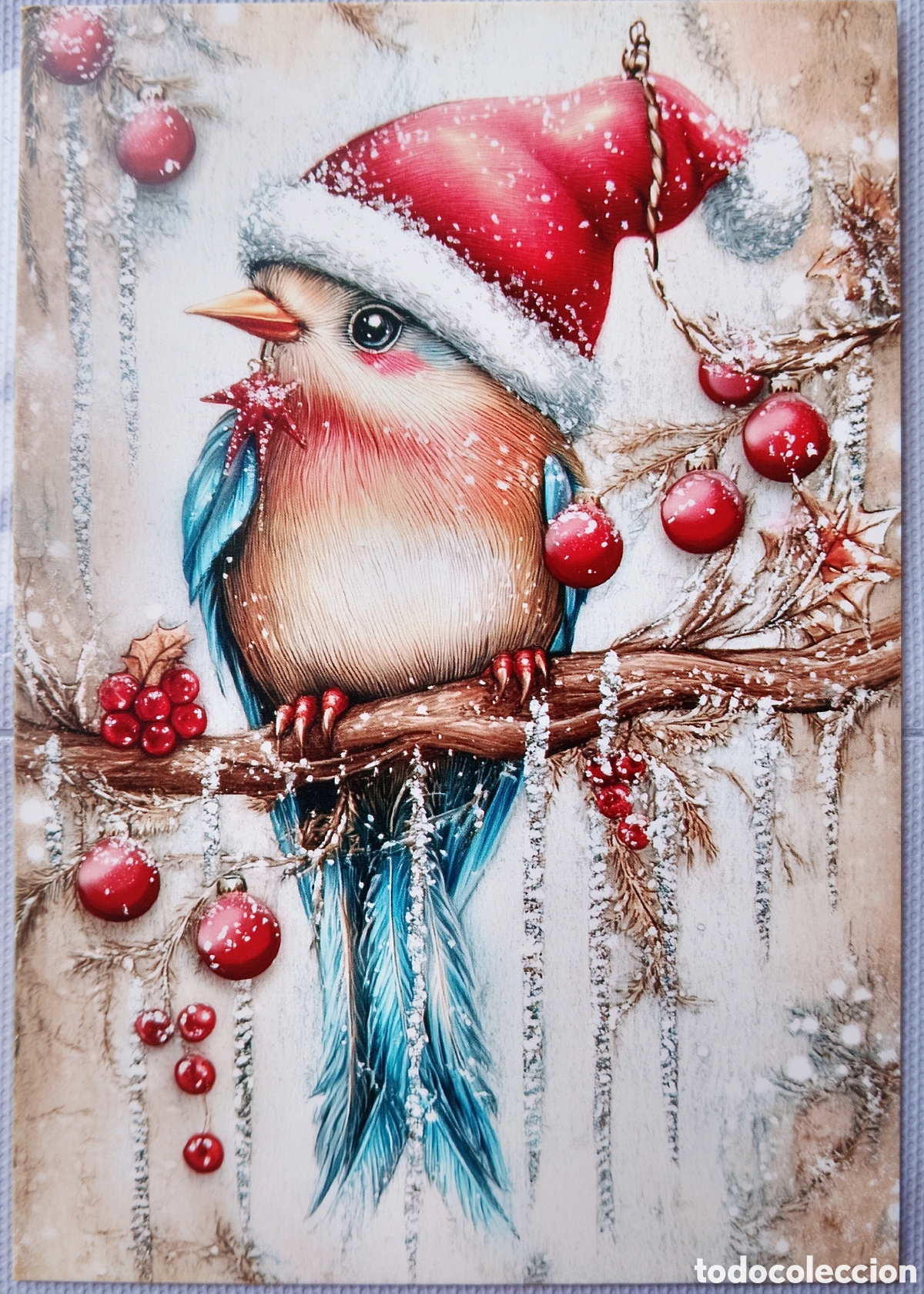 Postales: POSTAL NAVIDAD - PAJARITO BOLAS - ESTILO ANTIGUO