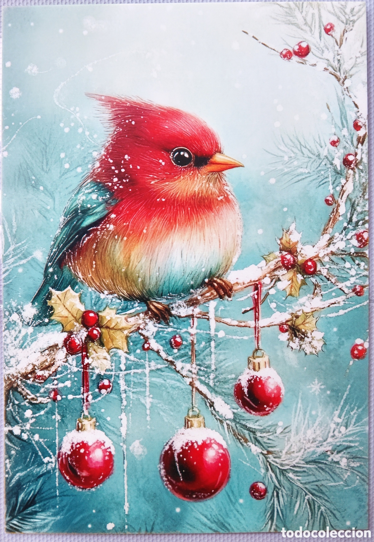 Postales: POSTAL NAVIDAD - PAJARITO BOLAS - ESTILO ANTIGUO
