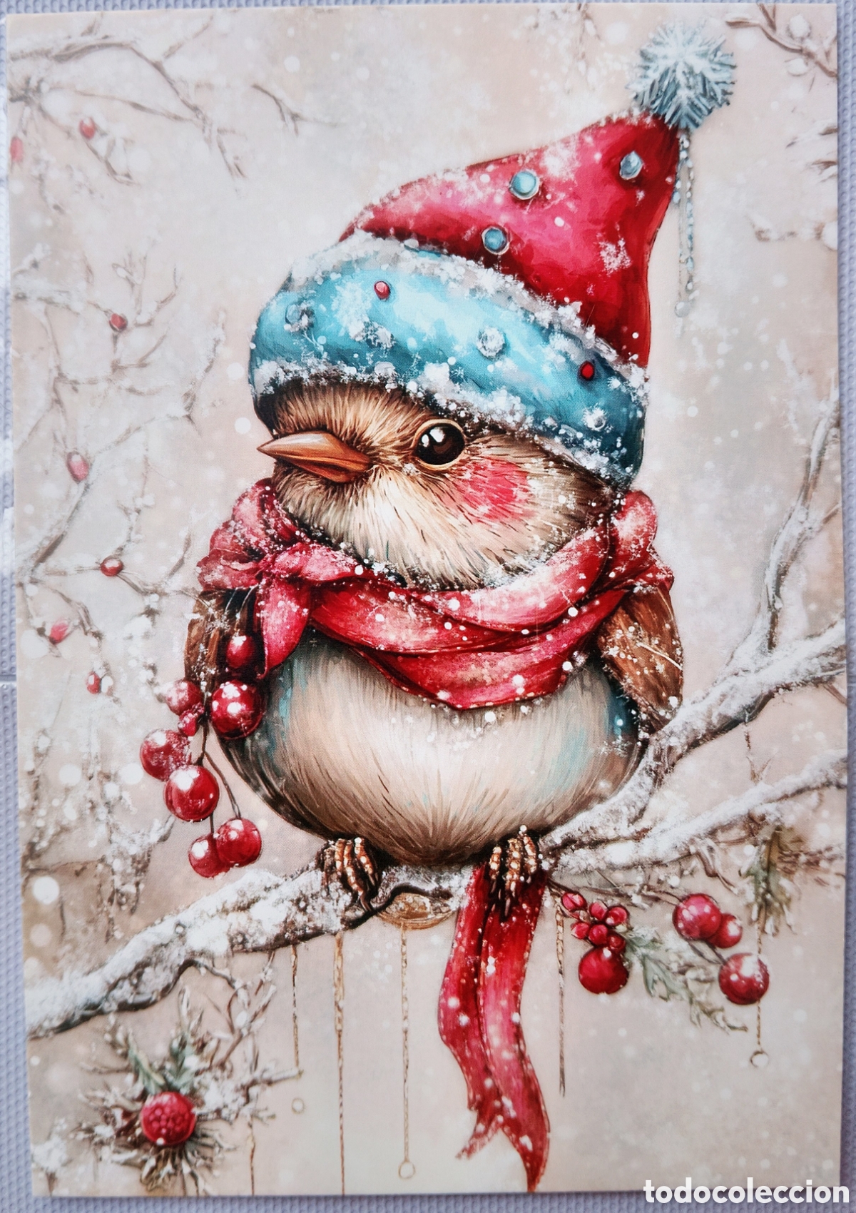 Postales: POSTAL NAVIDAD - PAJARITO BOLAS - ESTILO ANTIGUO
