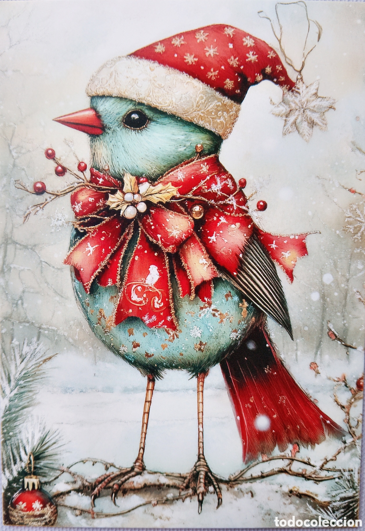 Postales: POSTAL NAVIDAD - PAJARITO BOLAS - ESTILO ANTIGUO