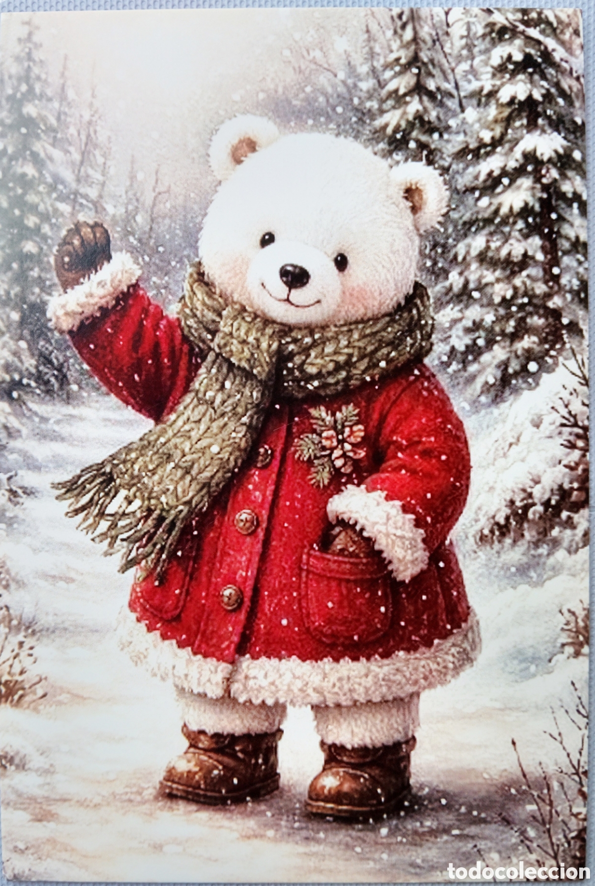 Postales: POSTAL NAVIDAD - OSO OSITO POLAR PAISAJE NEVADO - ESTILO ANTIGUO