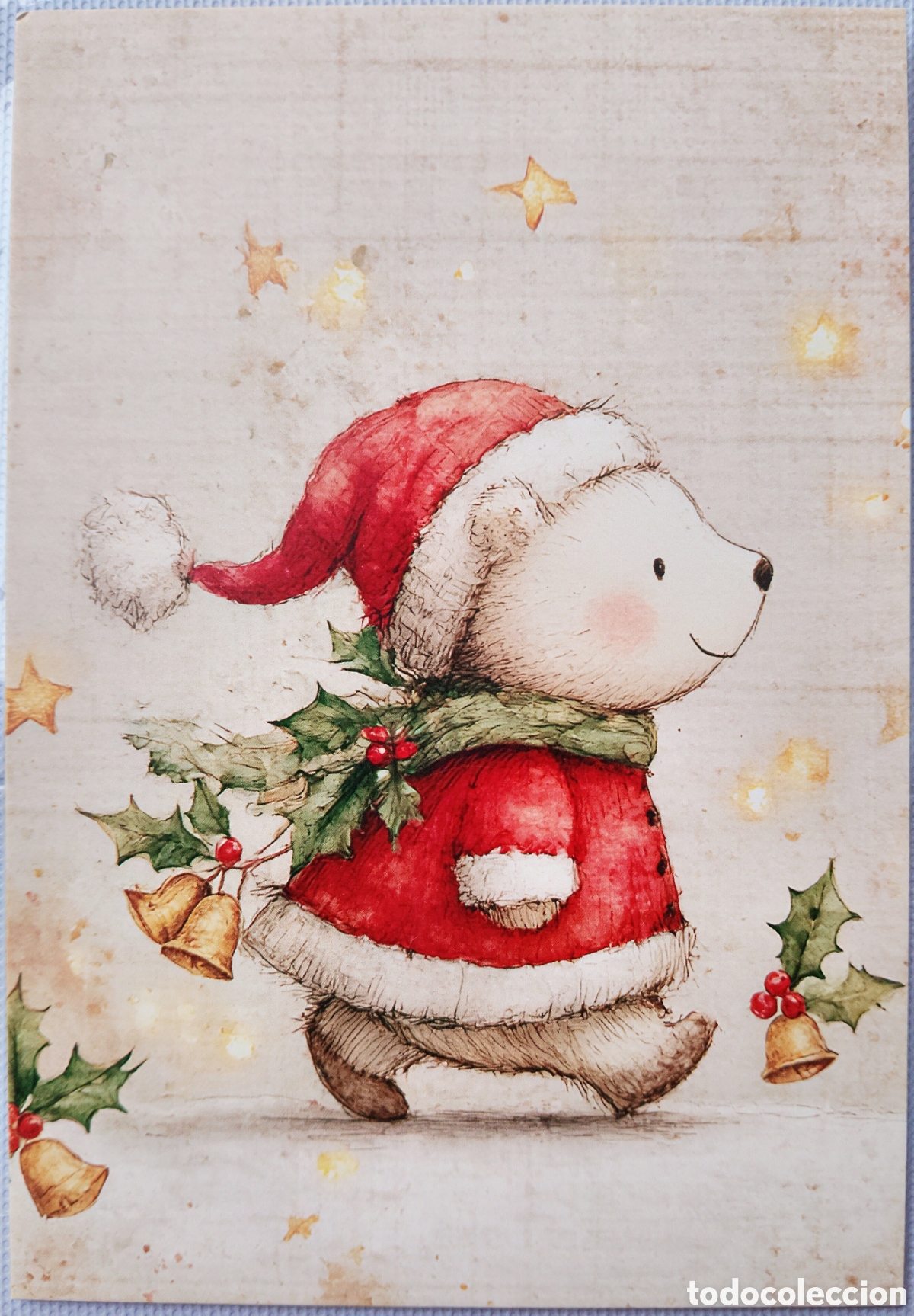 Postales: POSTAL NAVIDAD - OSO OSITO POLAR CAMPANAS ACEBO - ESTILO ANTIGUO